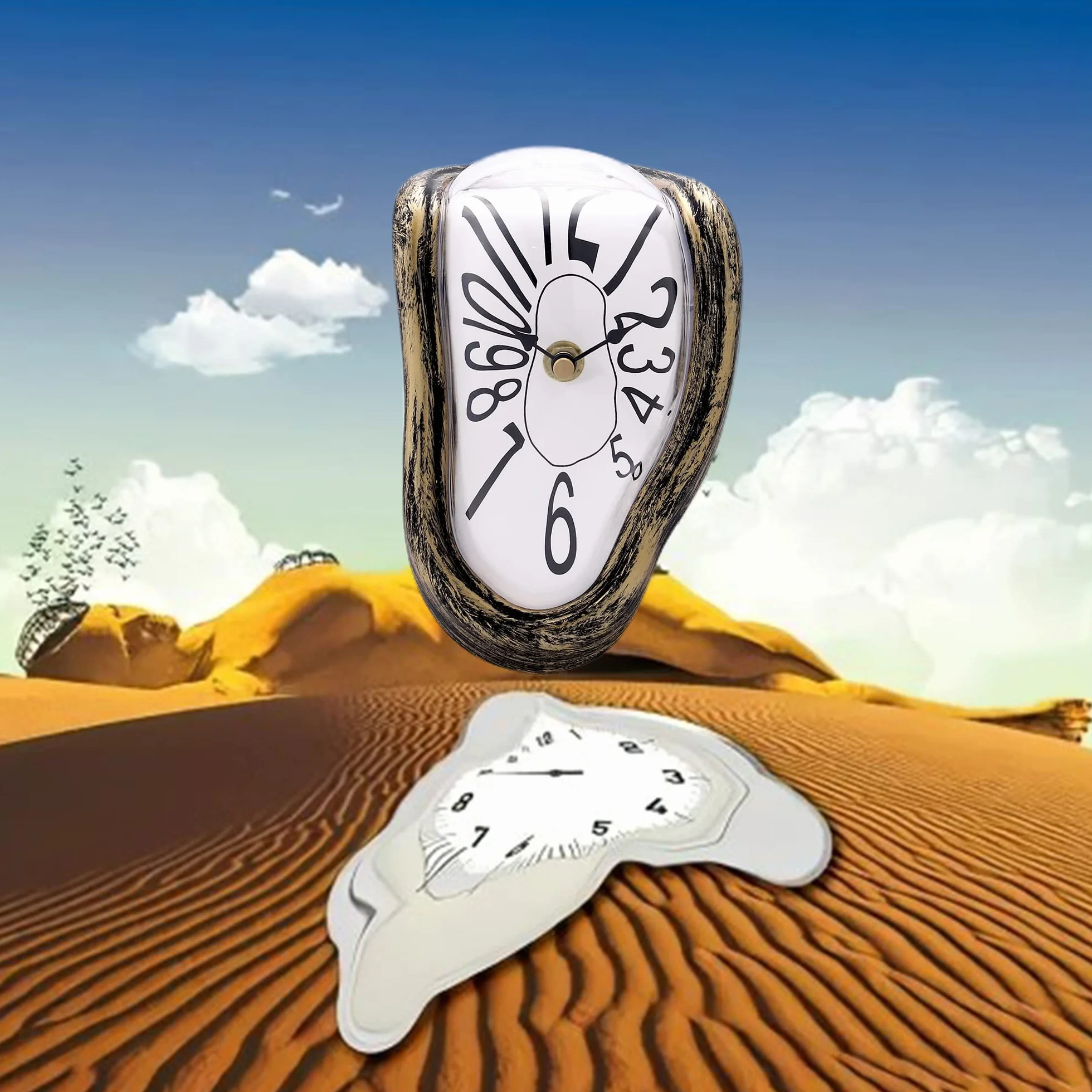 lafocuse Forever Salvador Dali zegar kwarcowy z cyframi arabskimi ciche do półki na stół biurkowy