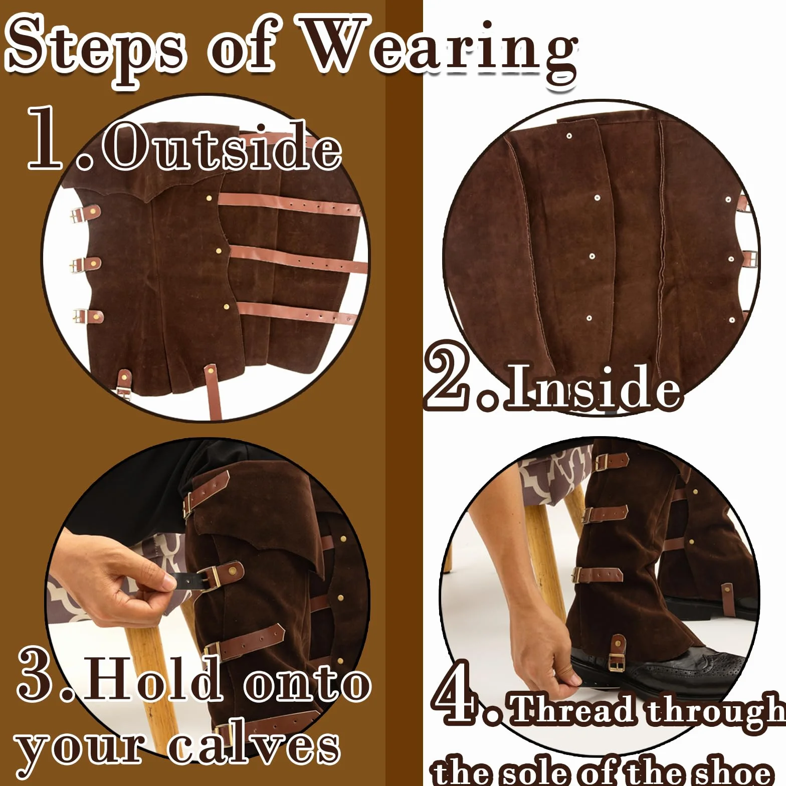 Nakładki na buty, sztuczna skóra, brązowe getry piratów, męskie i damskie, średniowieczne getry na buty, akcesoria do kostiumów karnawałowych, cosplay, Halloween, rycerzy, wojowników