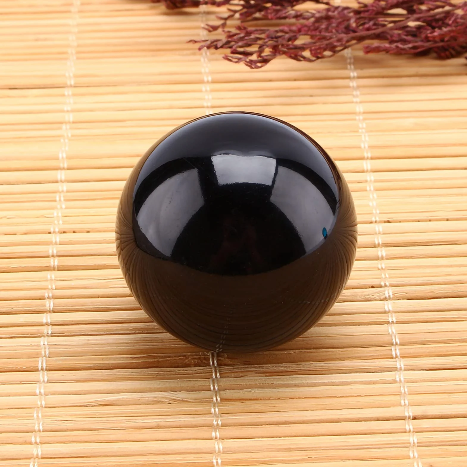 Hztyyier 40 mm naturalny obsydian wulkaniczne szkło dekoracyjna kula medytacji i relaksu for Fengshui