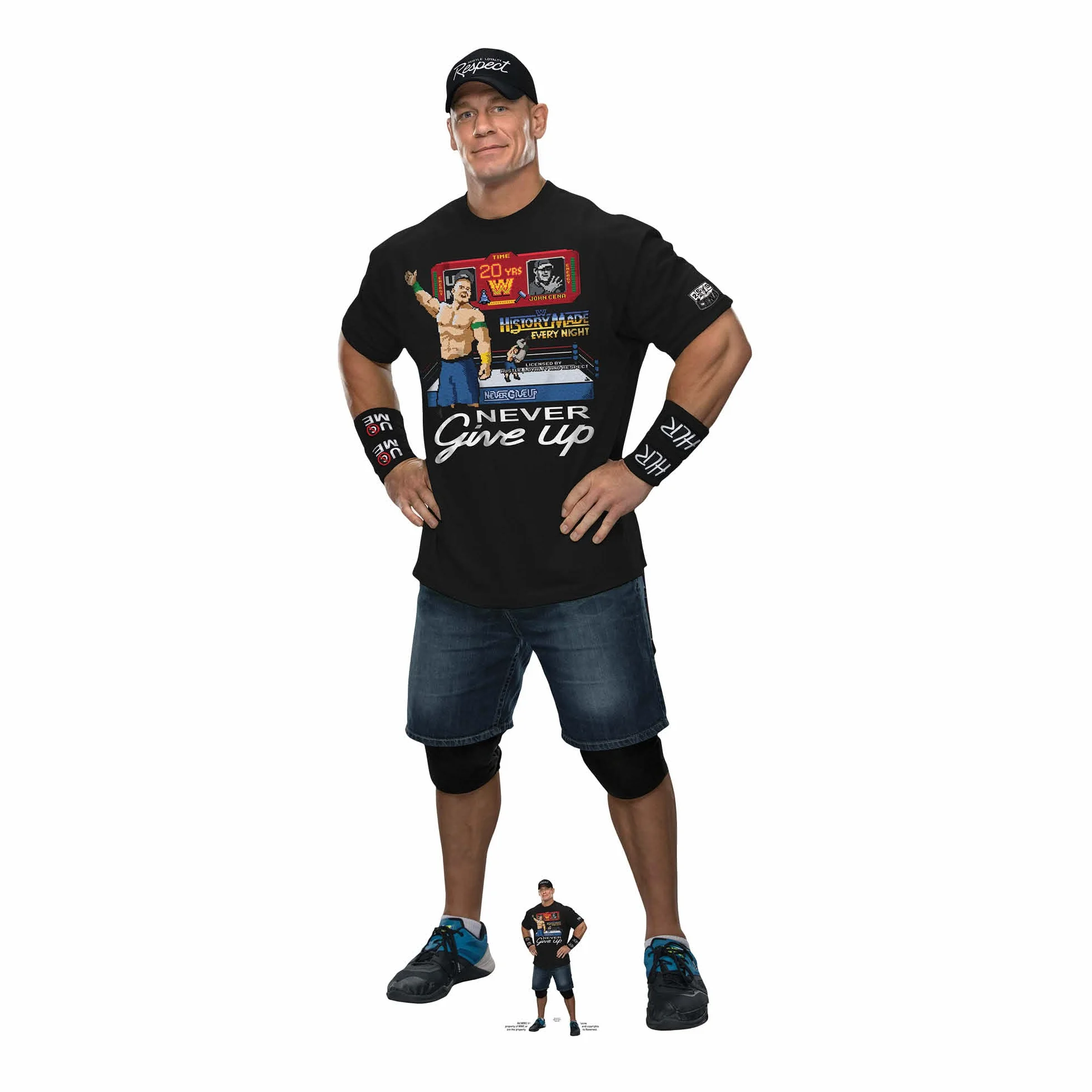 STAR CUTOUTS SC4158 John Cena Czarny strój WWE Lifesize Kartonowe wycięcie z Mini Professional Wrestling Champion