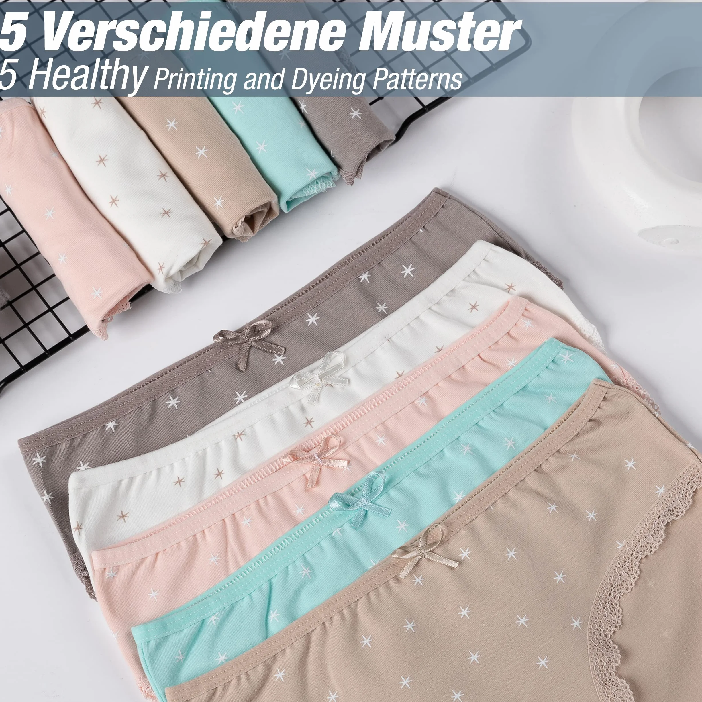 LOREZA ® 10 par bawełnianych majtek dziewczęcych, różne motywy, 92-170