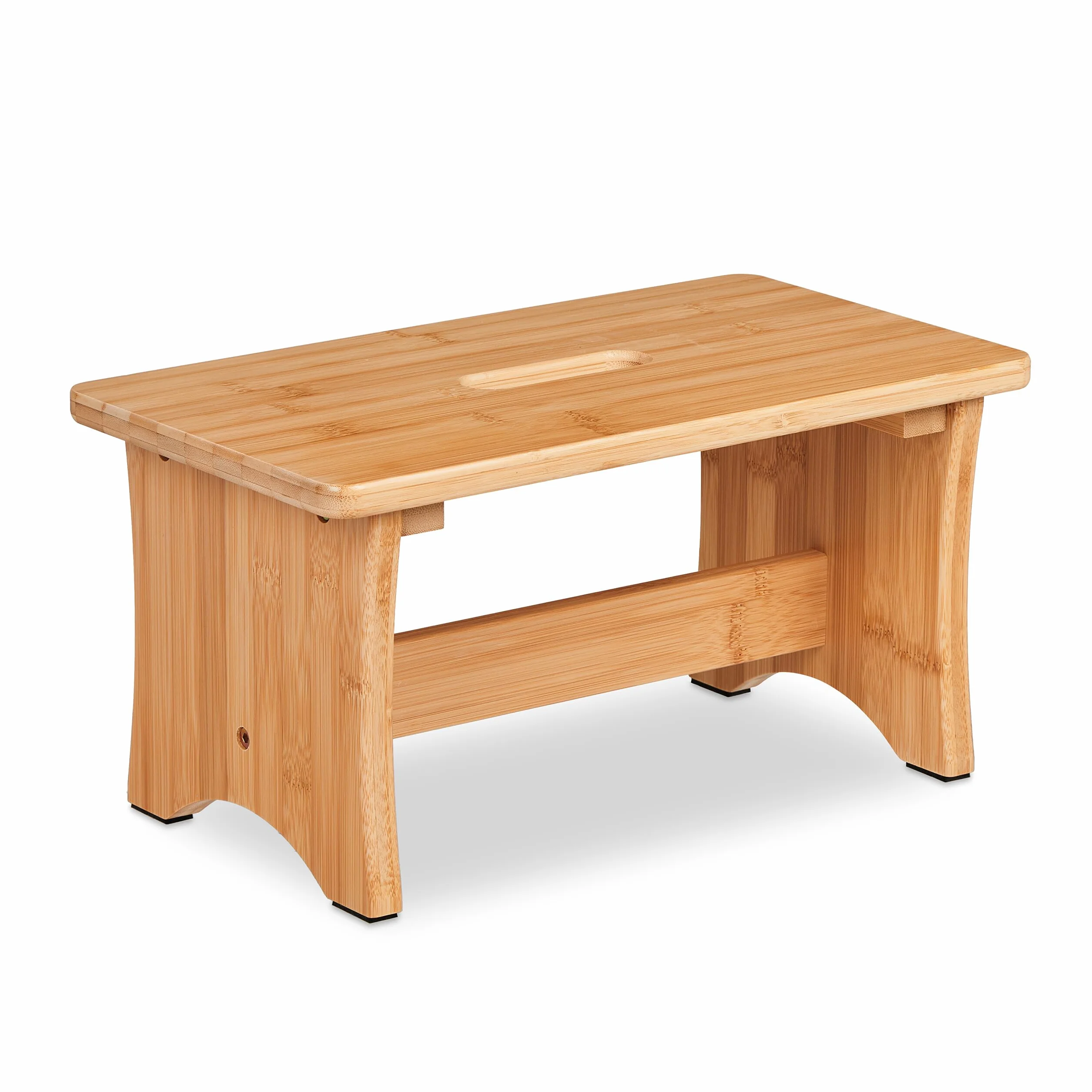 Relaxdays Taboret bambusowy, podnóżek, z wgłębieniem na uchwyt, wys. x gł.: 20,5 x 40 x 22 cm