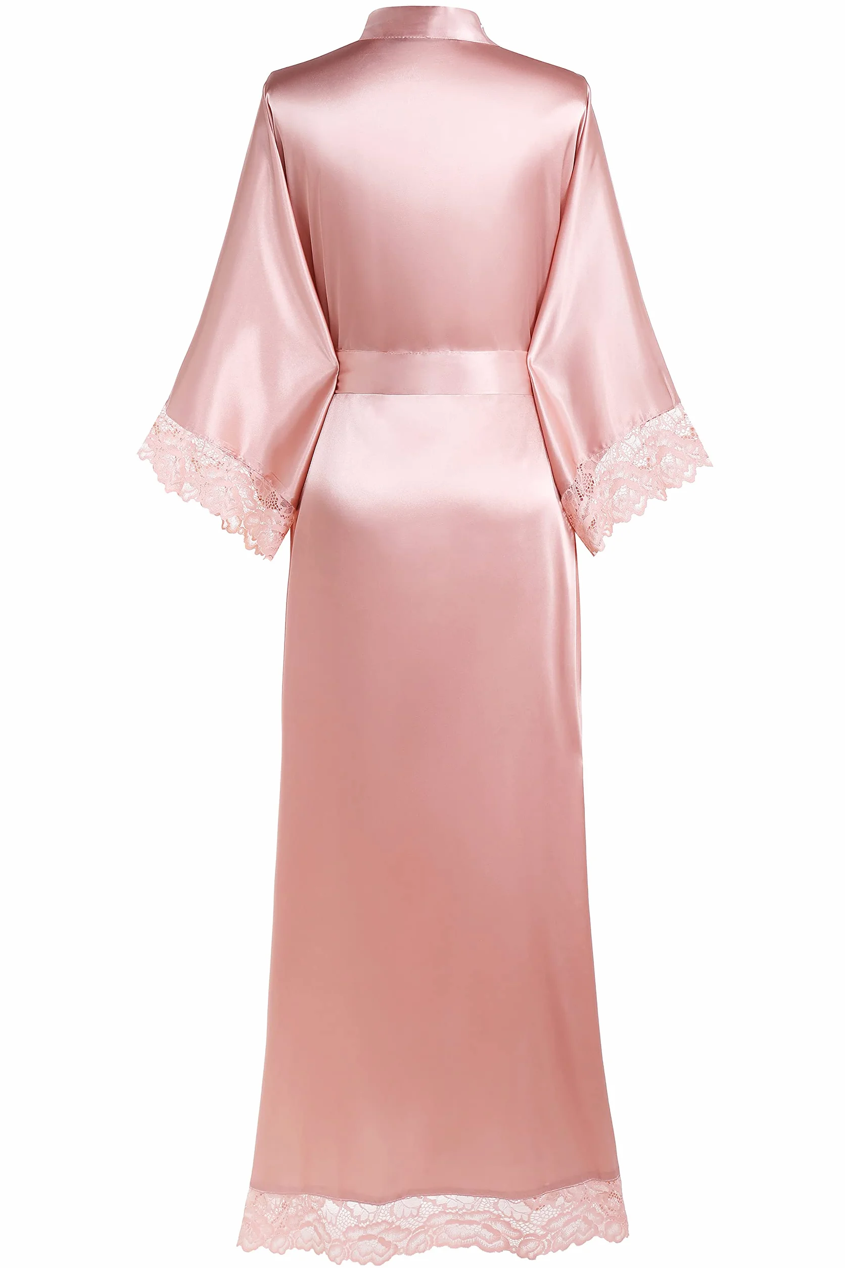 BABEYOND Damski szlafrok kimono z satyny, kimono, długi szlafrok, kolor, druhna, szlafrok kąpielowy z koronkowym wykończeniem, do bielizny nocnej, dla dziewczynki, na imprezę weselną, piżamowe przyjęcie, allpink,
