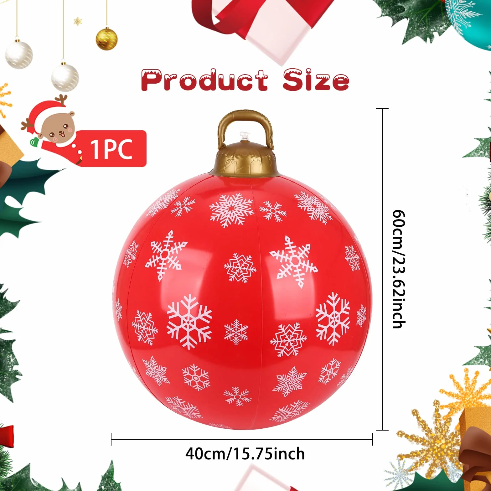 Bombki świąteczne, 60 cm, Boże Narodzenie, nadmuchiwana piłka, Boże Narodzenie, bombki, dekoracja, Boże Narodzenie, wiszące kule, na Boże Narodzenie, przyjęcie, prezent, święta, na zewnątrz, podwórko, festiwal, dekoracja, 60 cm