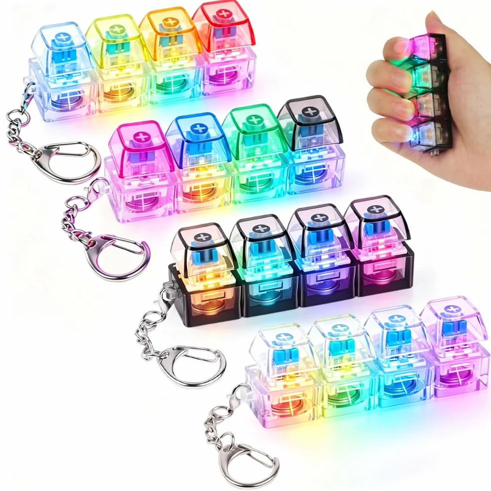 AUAUY Klawiatura Fidget Brelok do kluczy, przenośna klawiatura typu clicky Fidget z brelokiem, zabawna klawiatura Fidget Clicker do łagodzenia stresu, fajny brelok dekompresyjny dla dorosłych