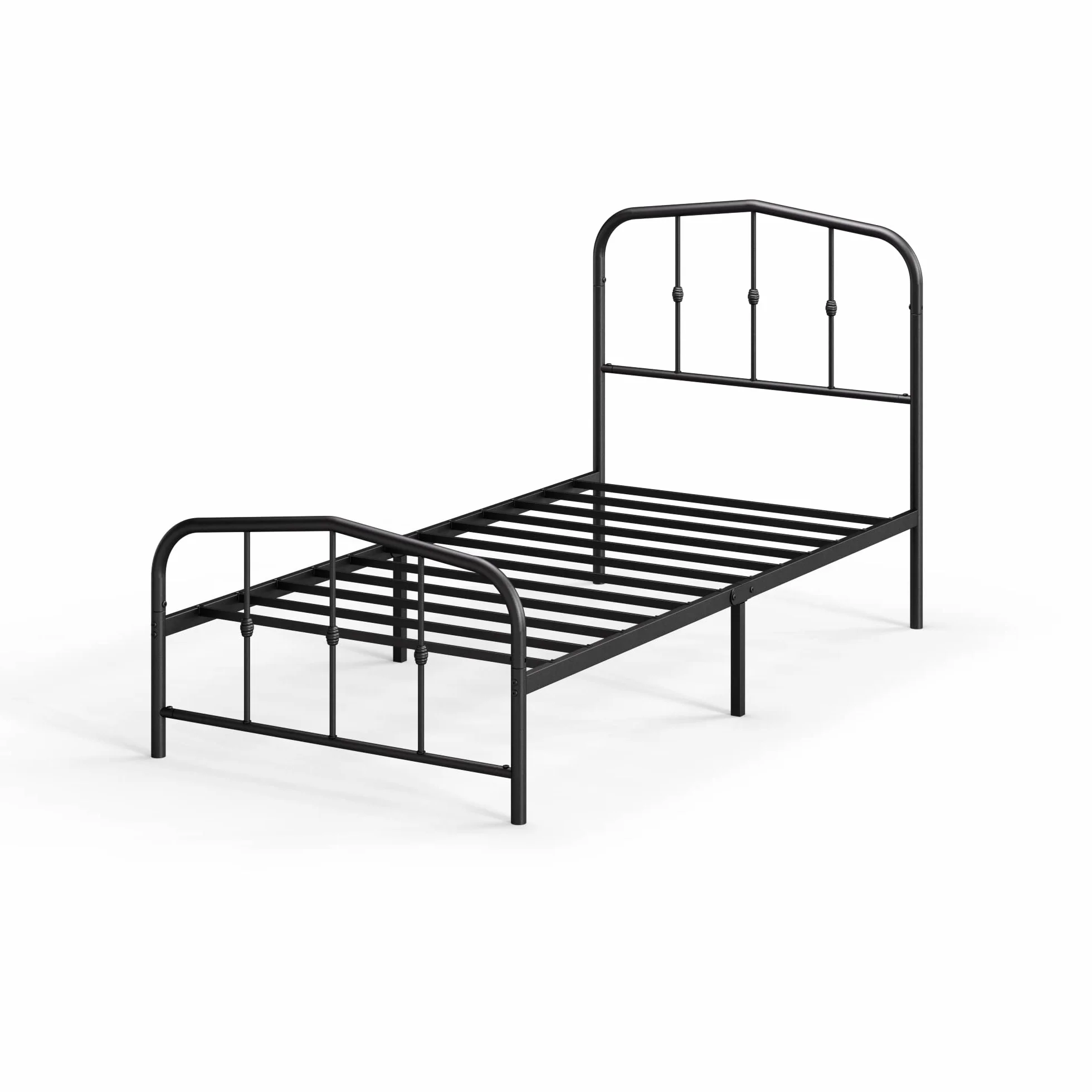 ZINUS Heidi Metalowa rama łóżka z zagłówkiem i podnóżkiem 90 x 200 cm czarna 31 cm stalowa nakładka na materac