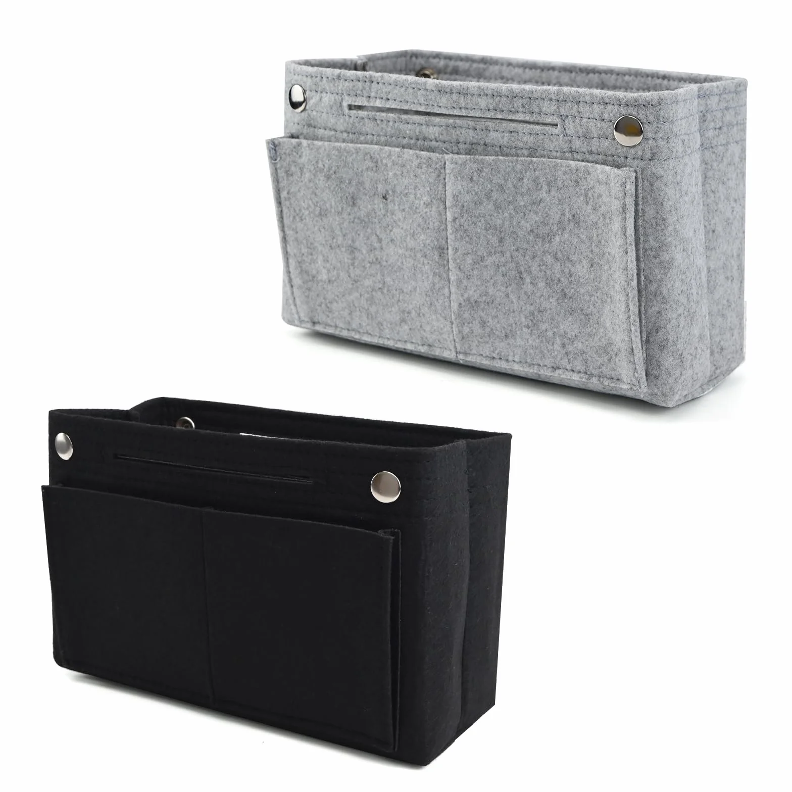 2 szt. organizer do torebki, 24 x 15 x 8 cm, kieszeń wewnętrzna na torebkę, nadaje się dla kobiet i dziewcząt (jasnoszary i czarny)