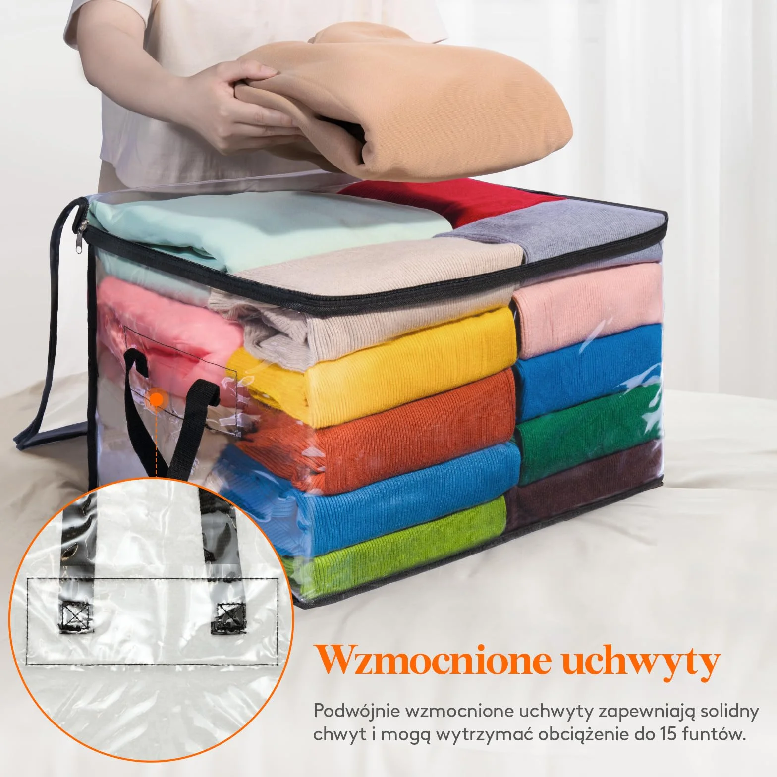 Lifewit Zestaw 6 przezroczystych toreb do przechowywania 60 l PVC składane