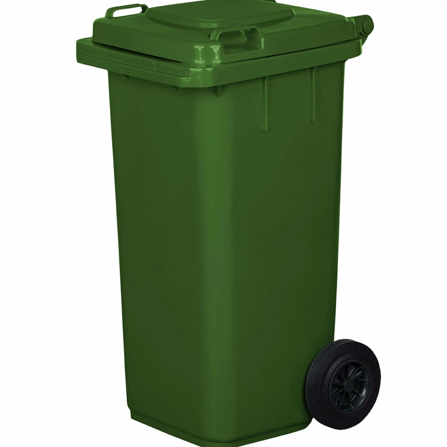 Kosz na kosz na śmieci pojemnik na śmieci | 120 litrów | z kołami | Mechaniczny system podnoszenia | plastik | zielony kolor