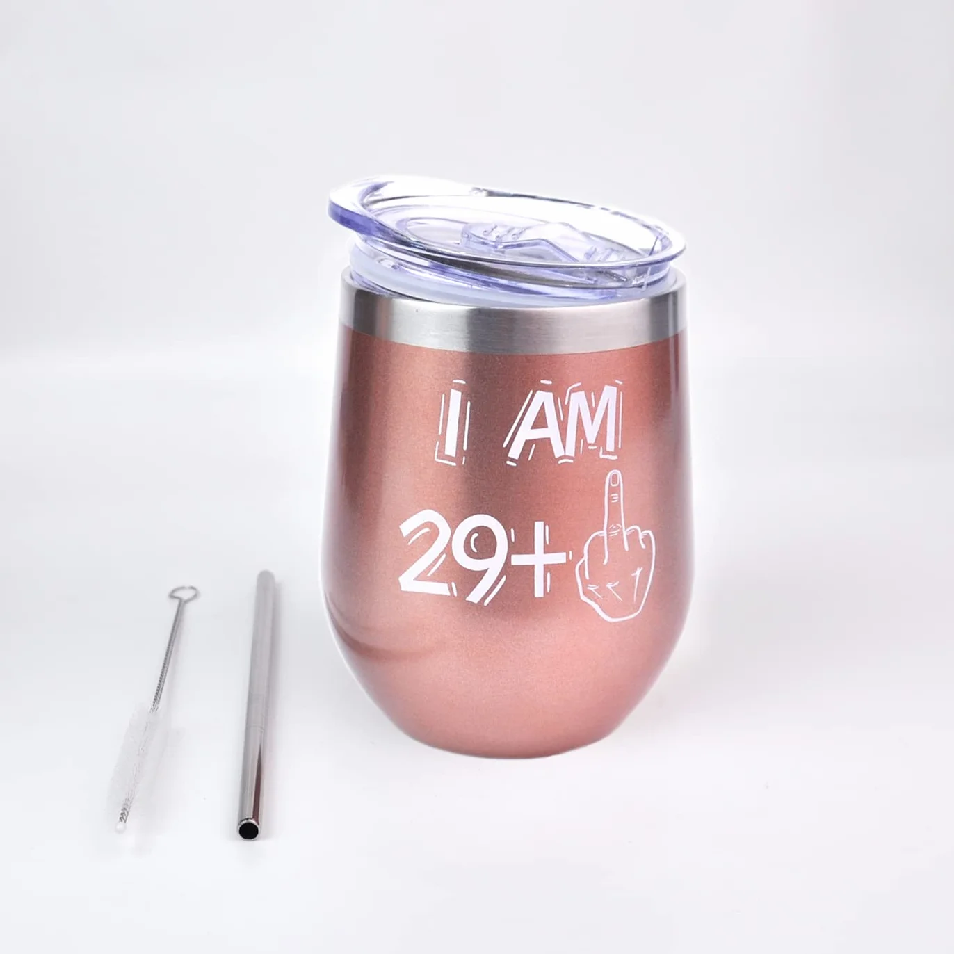 BOKALAKA Kubek do wina stal nierdzewna 350 ml 12 oz prezent na 30 urodziny kobiet
