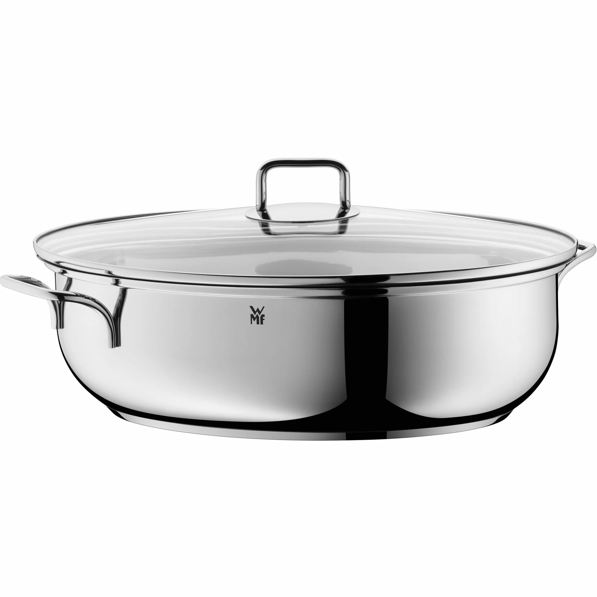 WMF Oval Roasting Dish with Thermometer, Glass Lid, Cromargan Stainless Steel, Induction, Dishwasher-Safe, 38 x 26 x 12 cm, 7.8 L