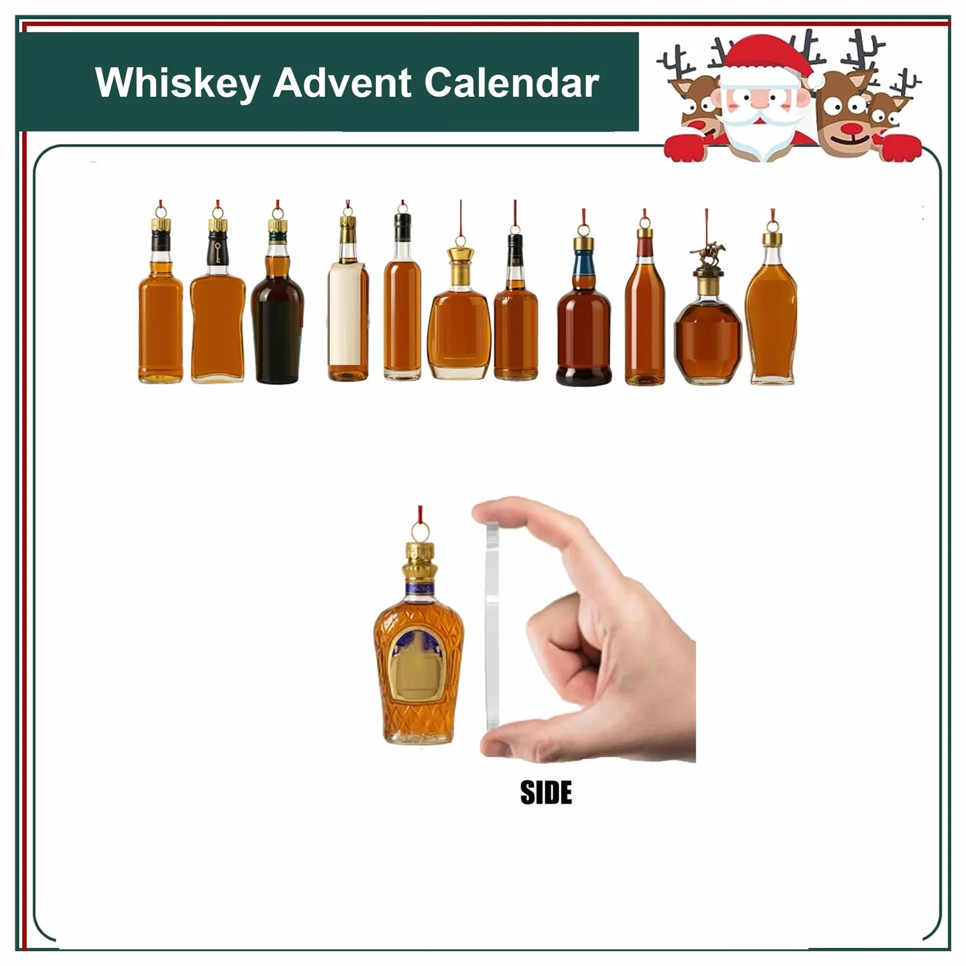 Kalendarz adwentowy Whisky 2025-24 Ozdoby choinkowe Dekoracja stołu Prezent dla miłośników whisky