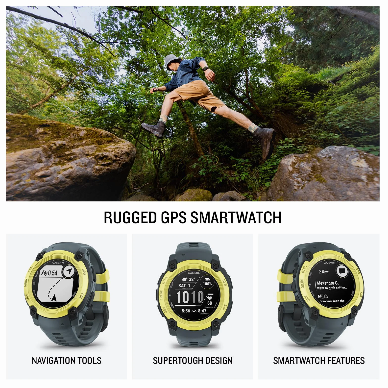 Garmin Instinct E, 40 mm GPS Smartwatch, Electric Lime Bezel/Twilight Band
