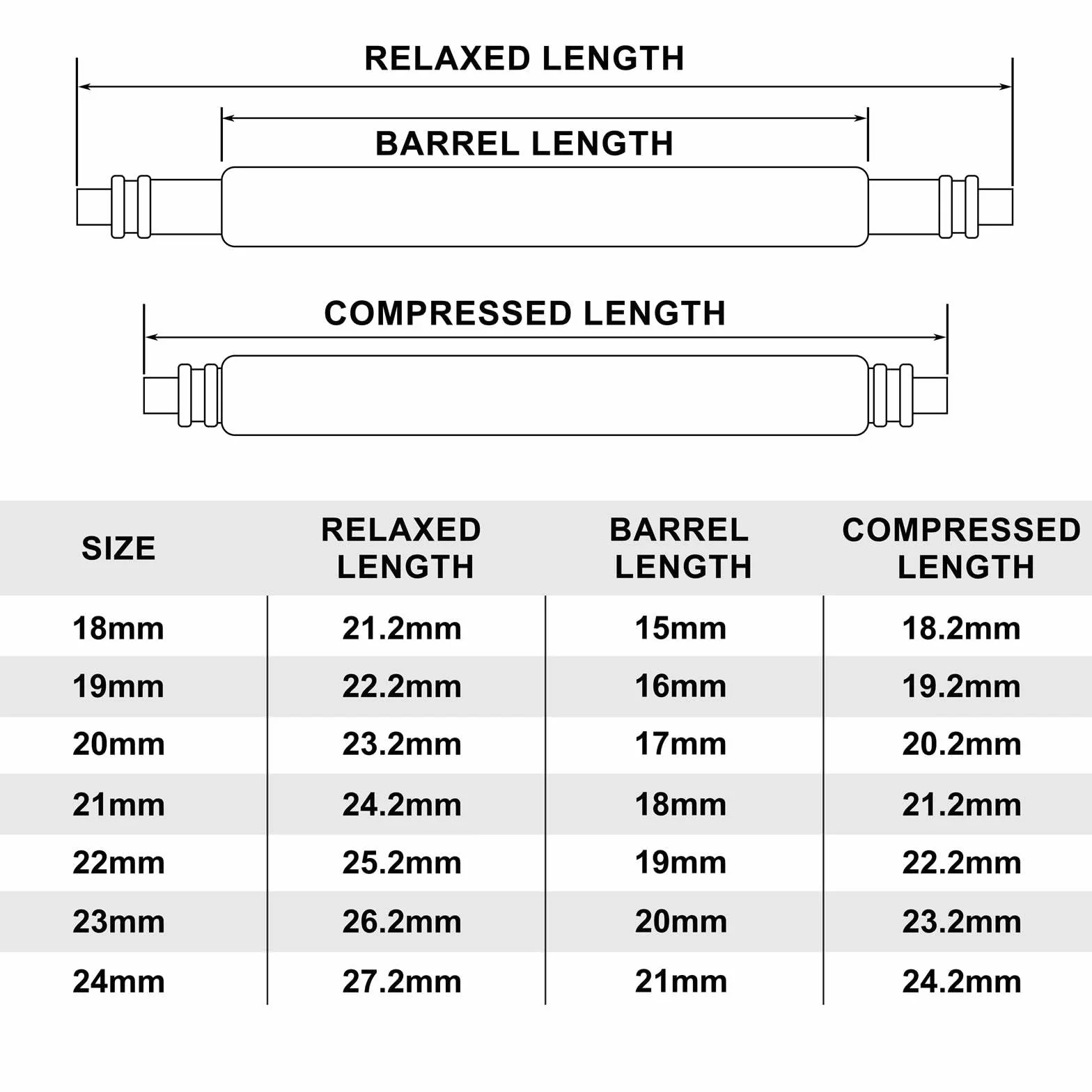 BISONSTRAP Szpilki do paska do zegarka, 8-24 mm, 4 teleskopy ze stali nierdzewnej, w zestawie z narzędziem do wymiany