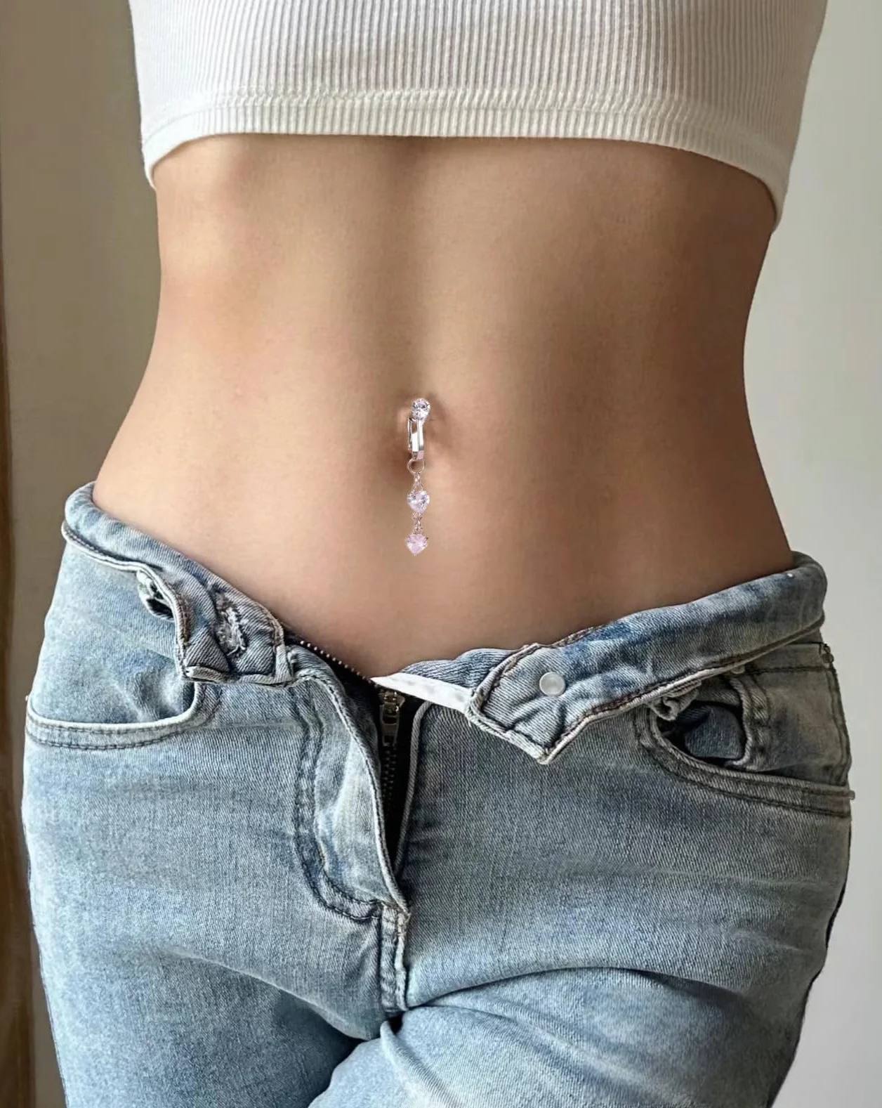 Briana Williams 3 sztuki fałszywych kolczyków do pępka z klipsem, nie piercing do pępka, biżuteria motyl, serce z CZ