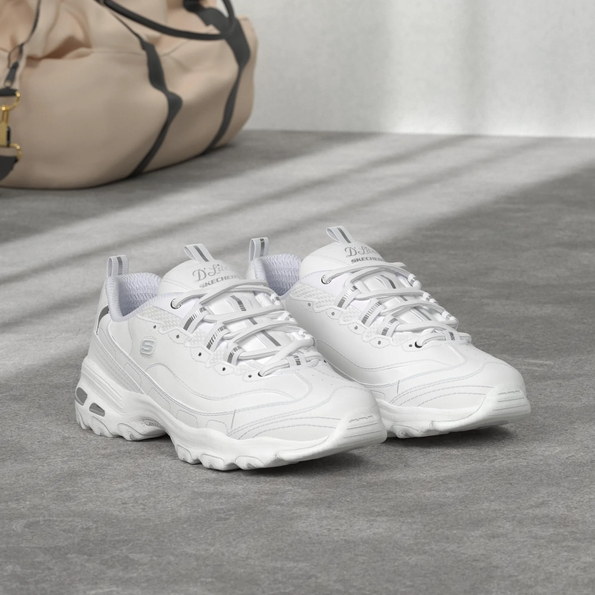 Skechers Damskie buty sportowe D'lites biggest Fan Sneaker, biały - biały, srebrny. - 38 EU Weit