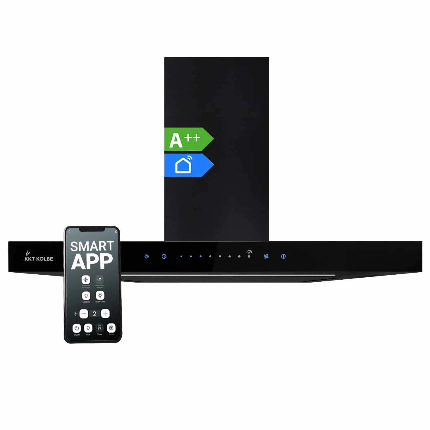 Okap kuchenny 60 cm stal nierdzewna czarne szkło WiFi FLAT6006S