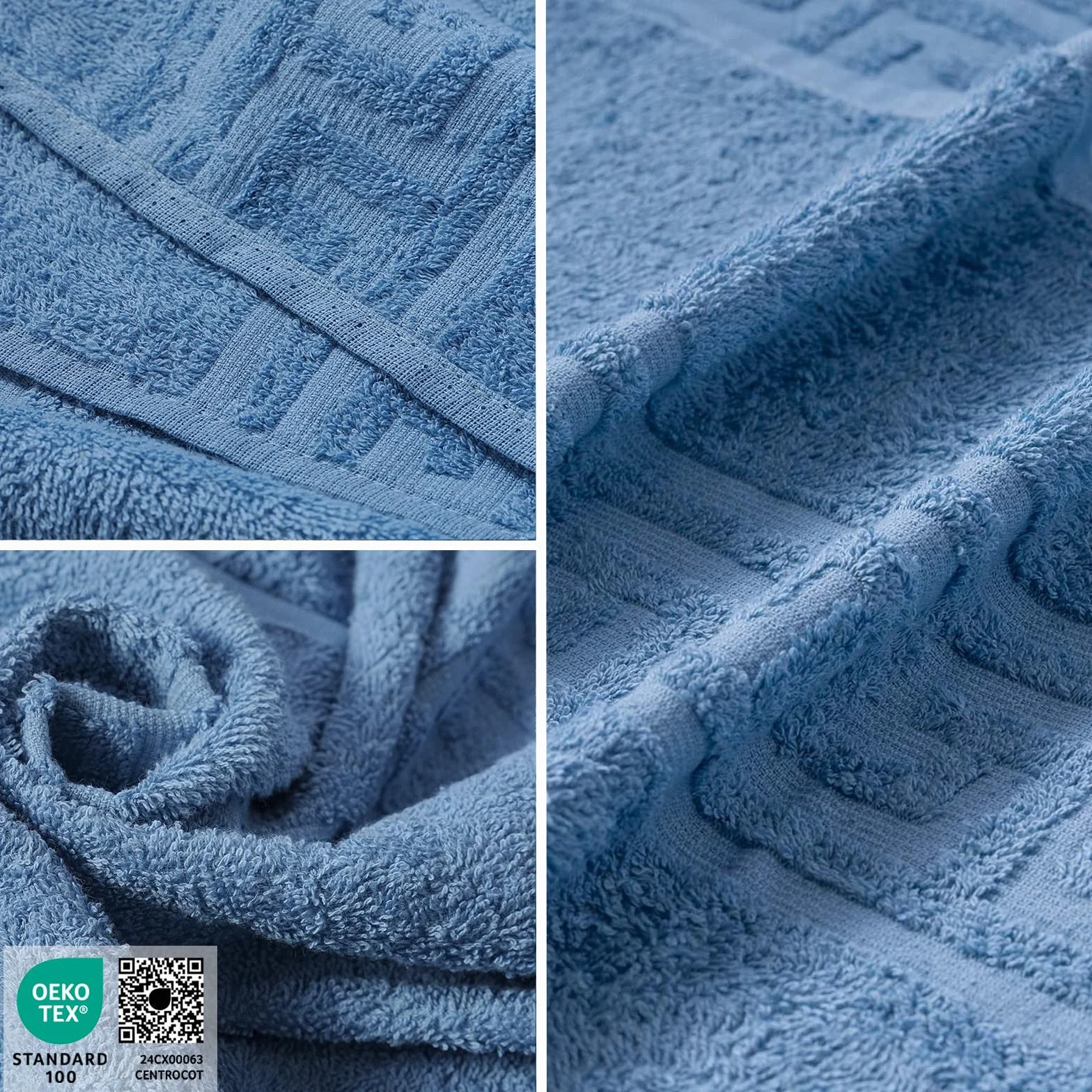 Zestaw 4 ręczników kąpielowych ze 100% bawełny ring-spun - niebieski 60 x 100