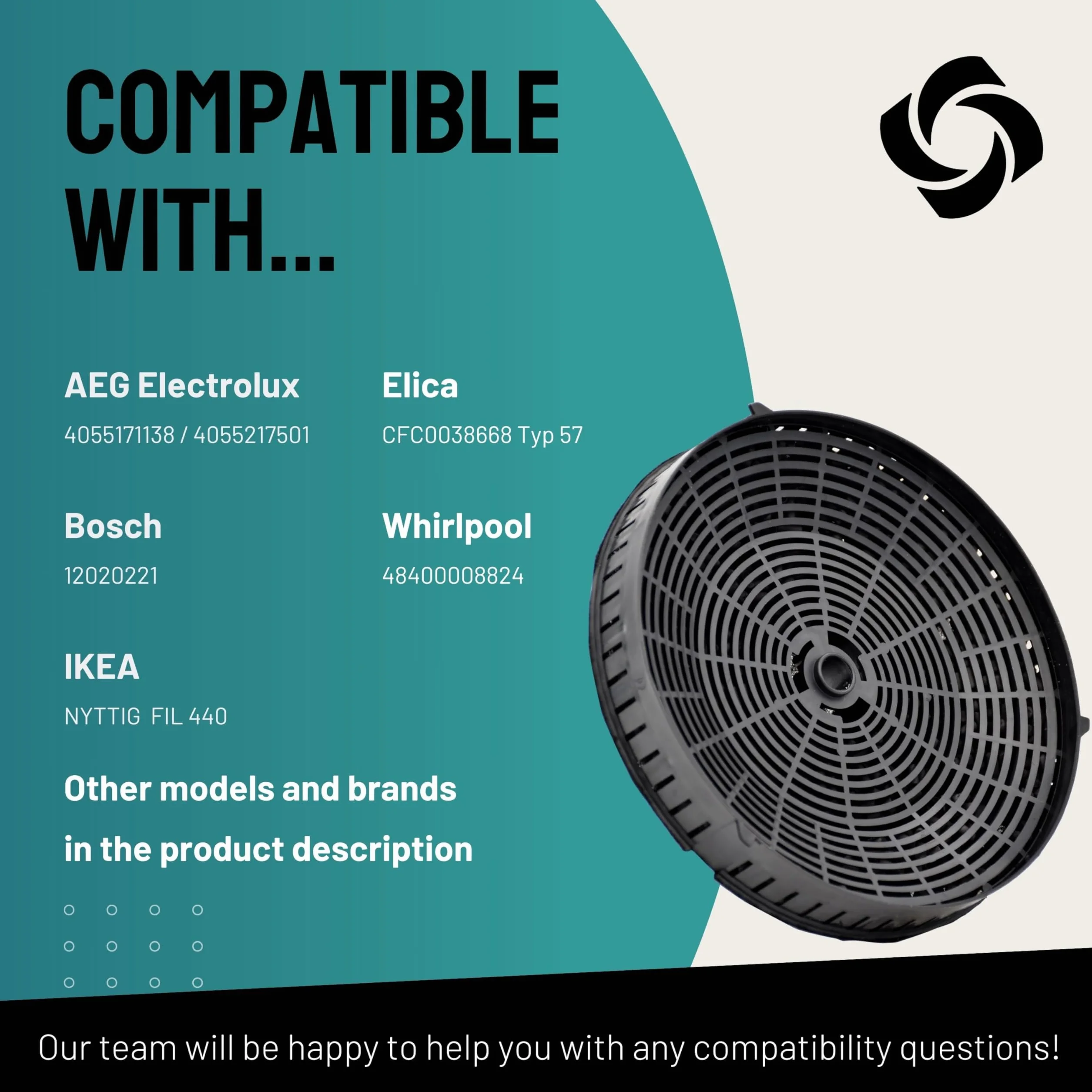 FilterBase CF39 Activated Carbon Filter for AEG Electrolux Bosch Siemens Ikea NYTTIG FIL 440