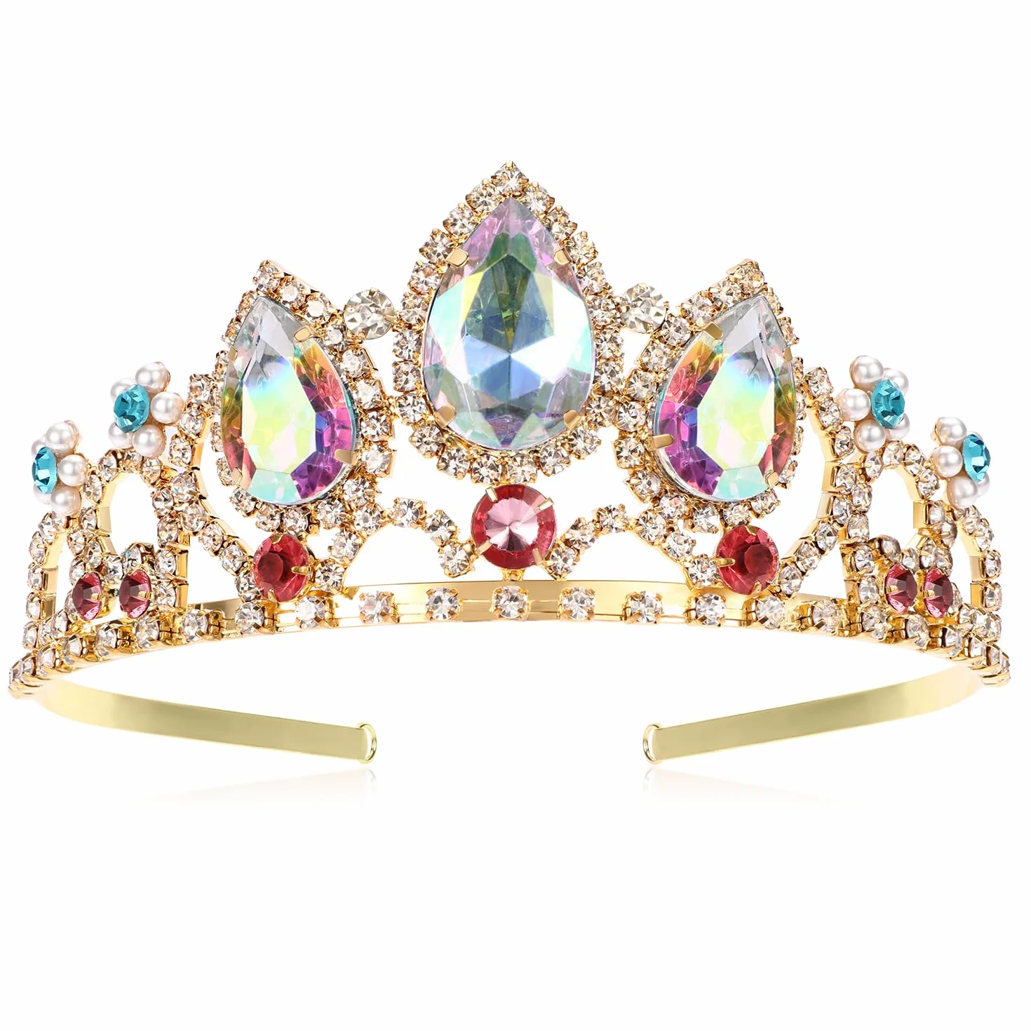 Pretty Rapunzel Tiara Aurora Borealis Stein Sparkly Gold Tiara Prinzessin Krone Tangled Kostüm Süßes Geschenk für Mädchen