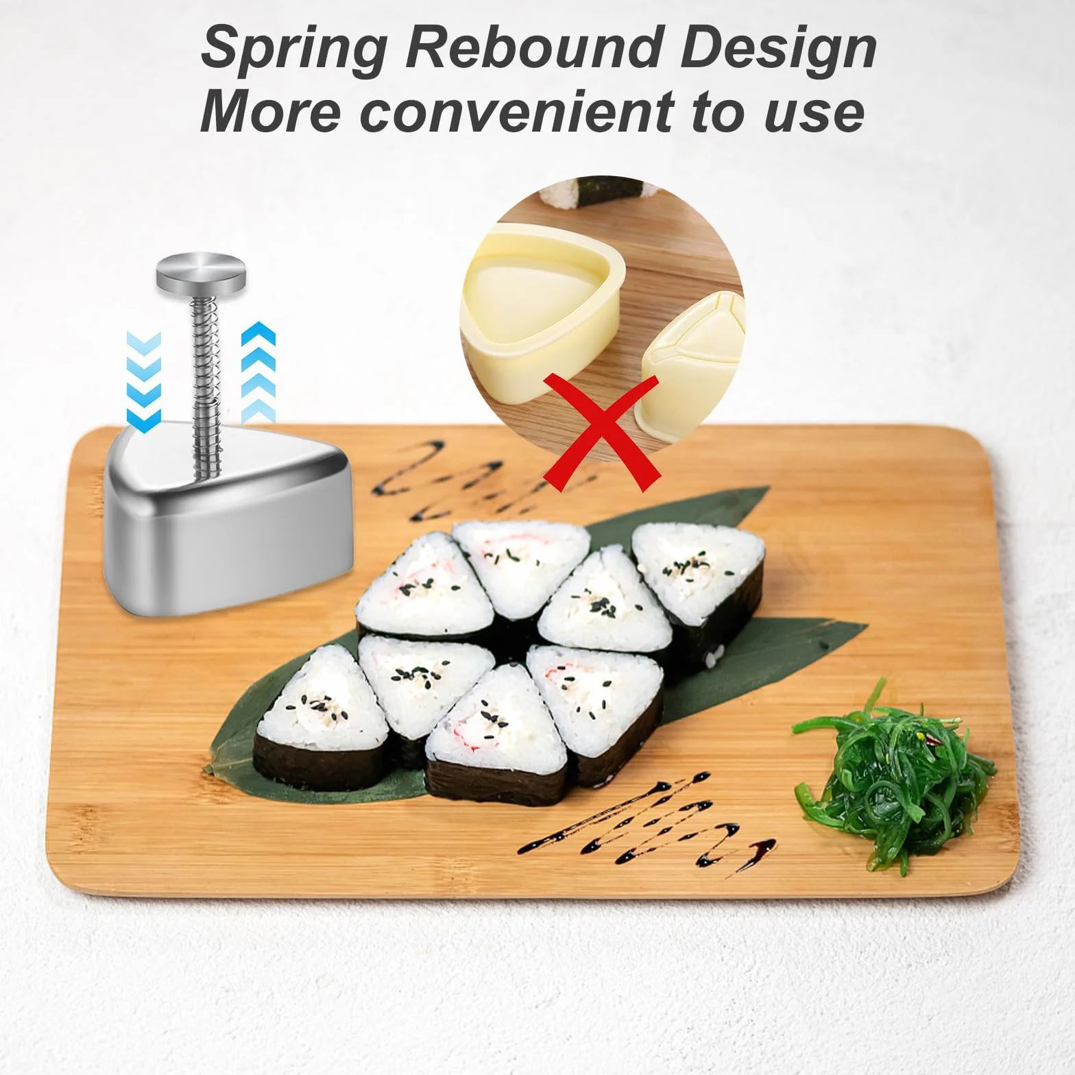 Onigiri forma do robienia trójkątnych kulek ryżowych ze stali nierdzewnej i łyżki do ryżu