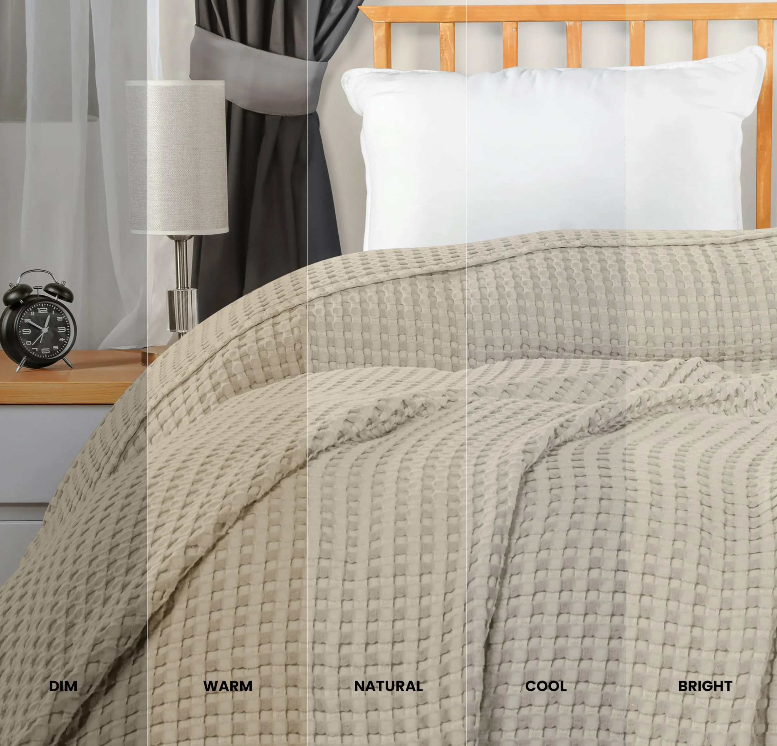Utopia Bedding bawełniany koc waflowy 300 GSM (Khaki - 228x228 cm), miękka, lekka, oddychająca kołdra na każdą porę roku