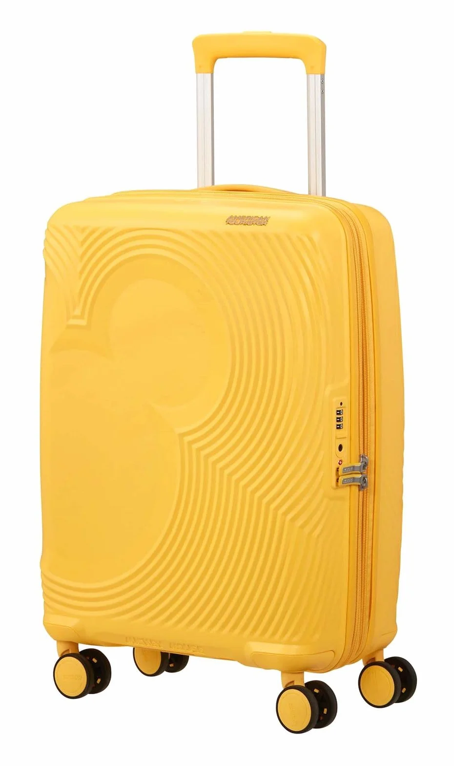 American Tourister Mickey Magic - walizka podreczna 55 x 40 x 20/23 cm - wózek kabinowy z twarda skorupa dla Ryanair, easyJet & Most Airlines, 37/44 L, Zólty (Mickey Flower Yellow)