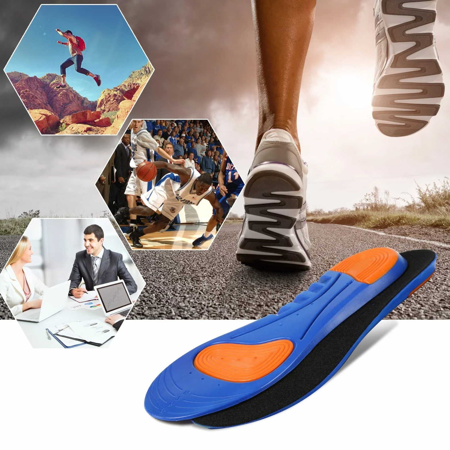 LIHAO Wkładki unisex sportowe podparcie łuku wkładki poduszka cięta linia rozmiarów