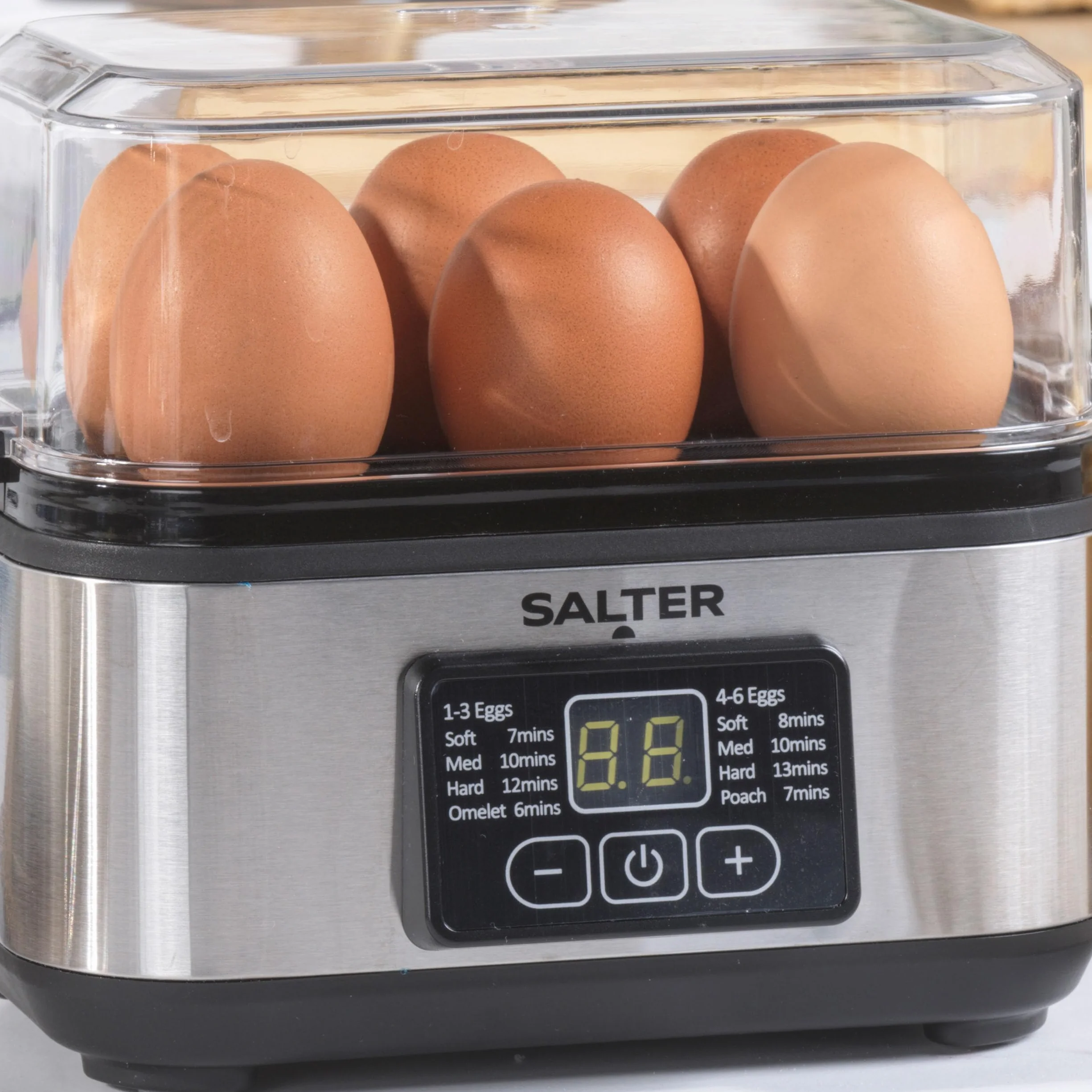 Salter Digital Egg Cooker 3w1 – Electric Omelette Maker, 6 Egg Capacity, LED Display