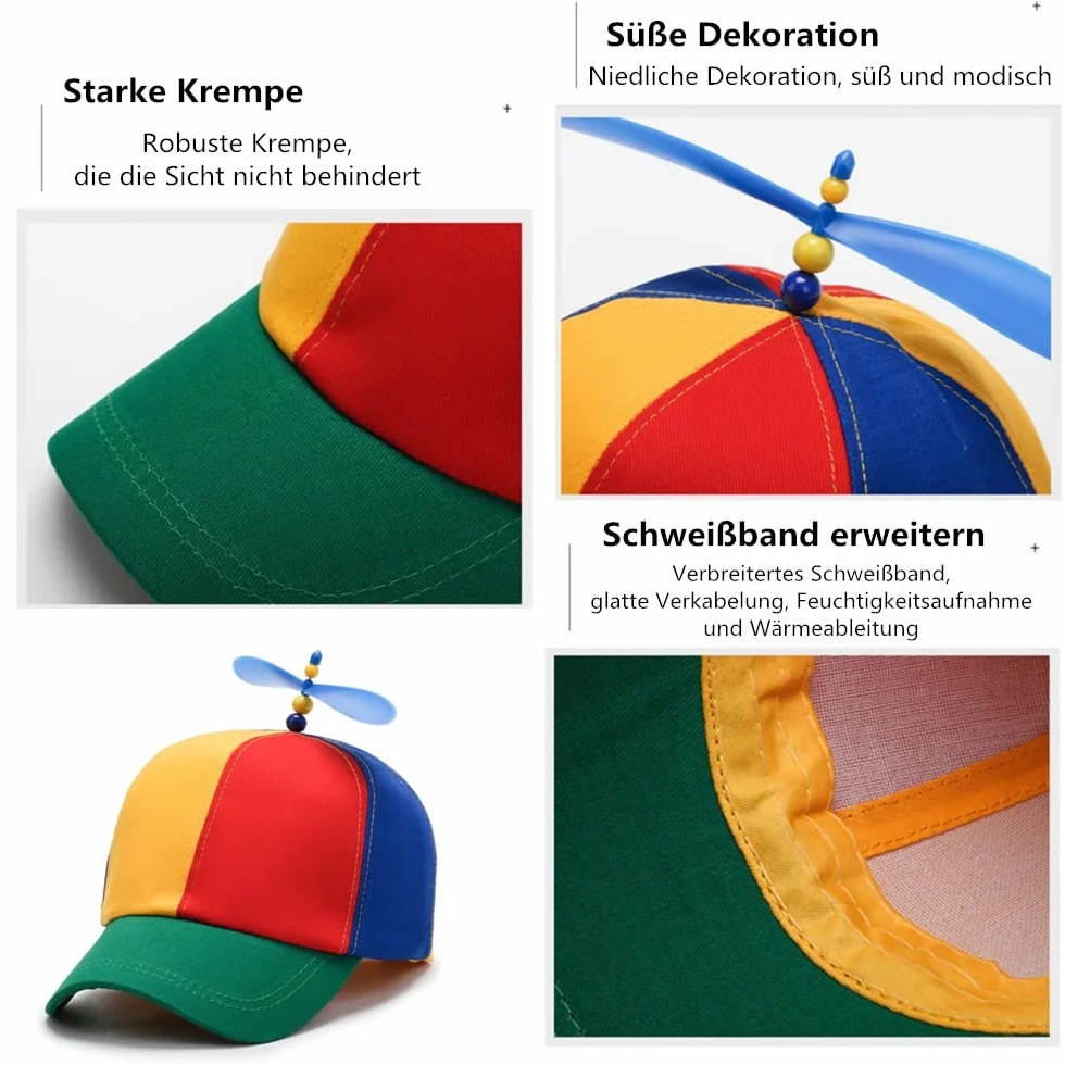 Voarge Czapka śmigła, czapka śmigła, czapka helikoptera, czapka bejsbolówka dla dorosłych i dzieci – regulowany rozmiar (wzór unisex), kolor, m