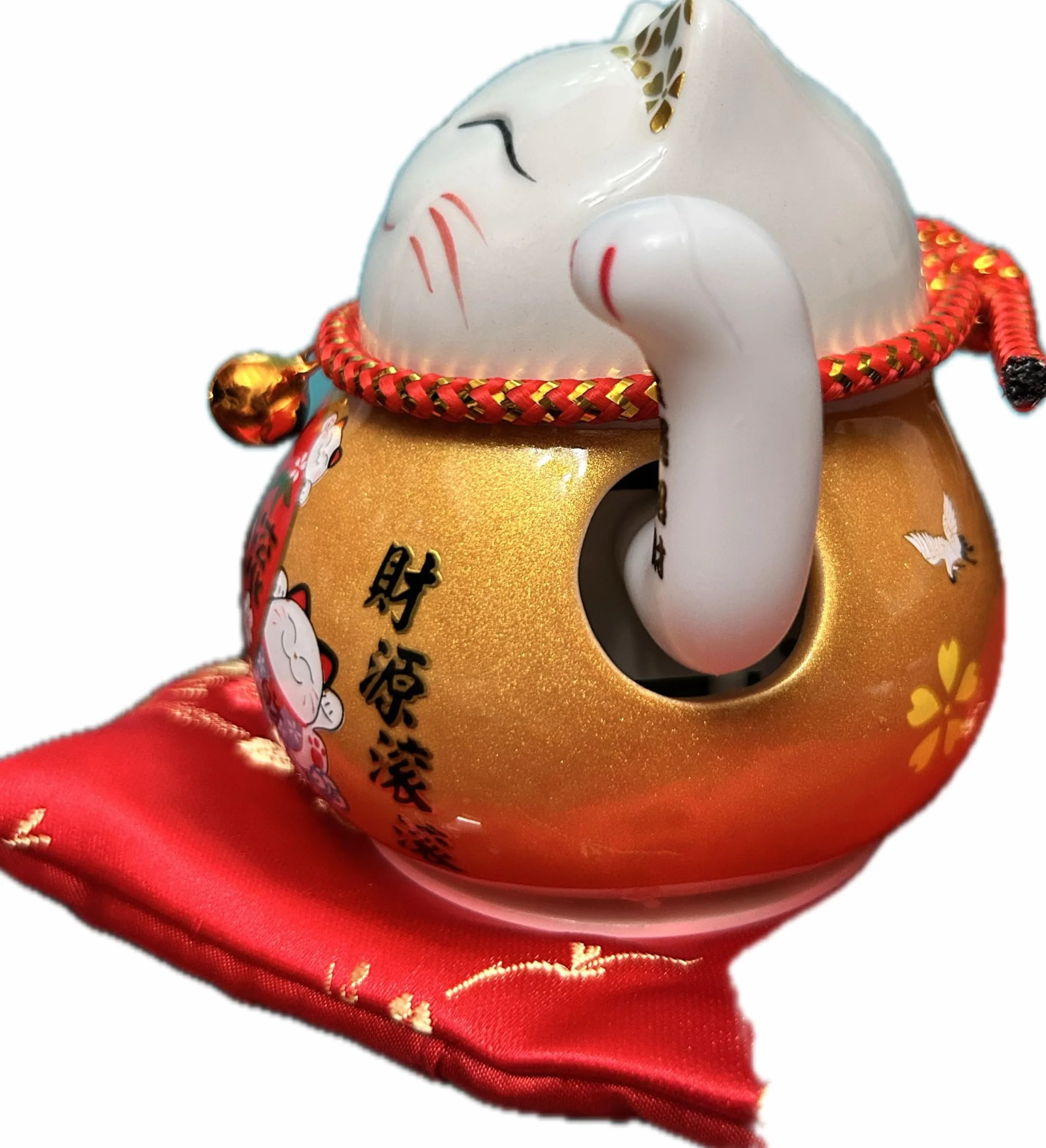 Porcelanowy Kot Szczęścia Maneki Neko z Machającym Ramieniem 10,5 cm