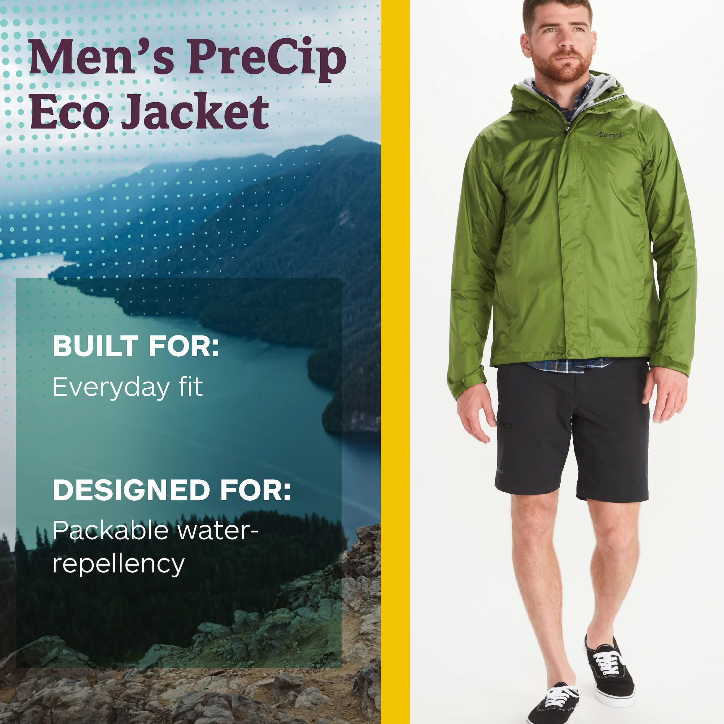 Marmot Meżczyzni PreCip Eco Jacket S22, Wodoodporna kurtka przeciwdeszczowa