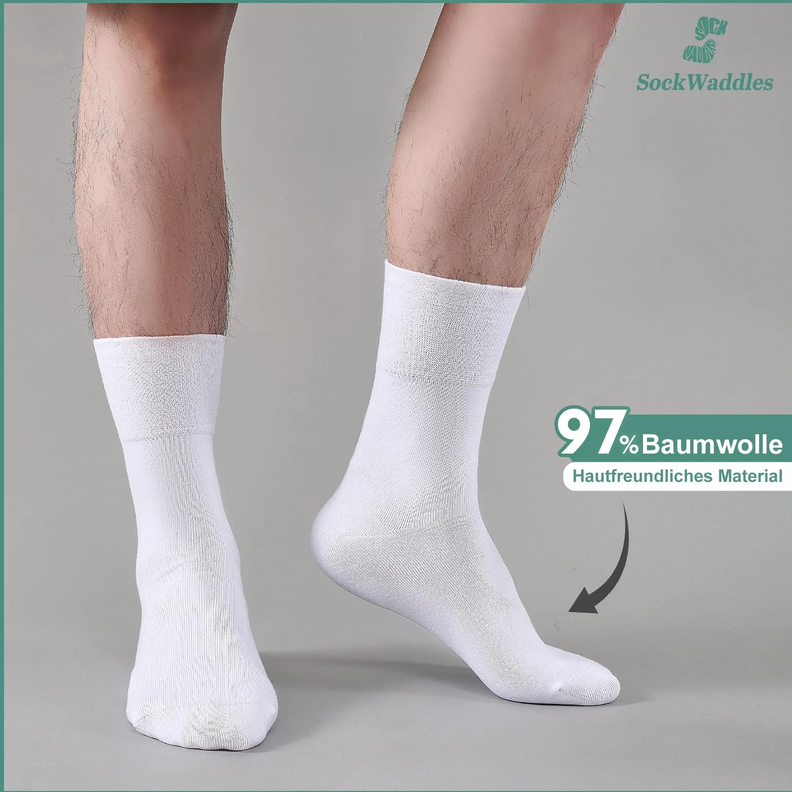 SockWaddles Skarpety Dla Diabetyków (6 Par) Bez Ściągacza I Bez Szwów 97% Bawełna Skarpety Bez Ściągacza Z Komfortowym Ściągaczem Dla Kobiet I Mężczyzn, Czarny Biały I Szary, Rozmiar 35-50