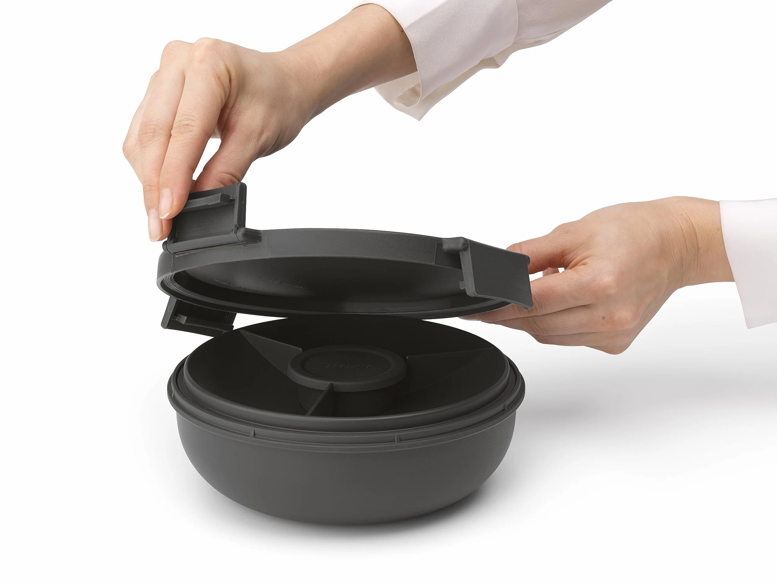 Brabantia Make & Take Miska na Sałatkę 1.3L Wyjmowana Taca na Dodatki Pokrywka Szczelna Dark Grey