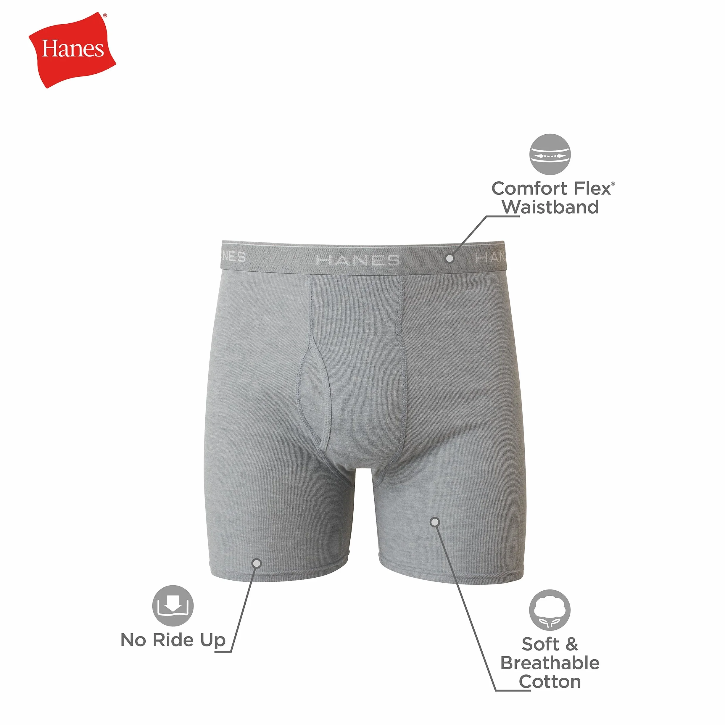 Hanes Krótkie bokserki Mężczyźni Tagless Cool Dri bokserki z wygodnym elastycznym ściągaczem, dostępne w wielu opakowaniach (12 w zestawie)