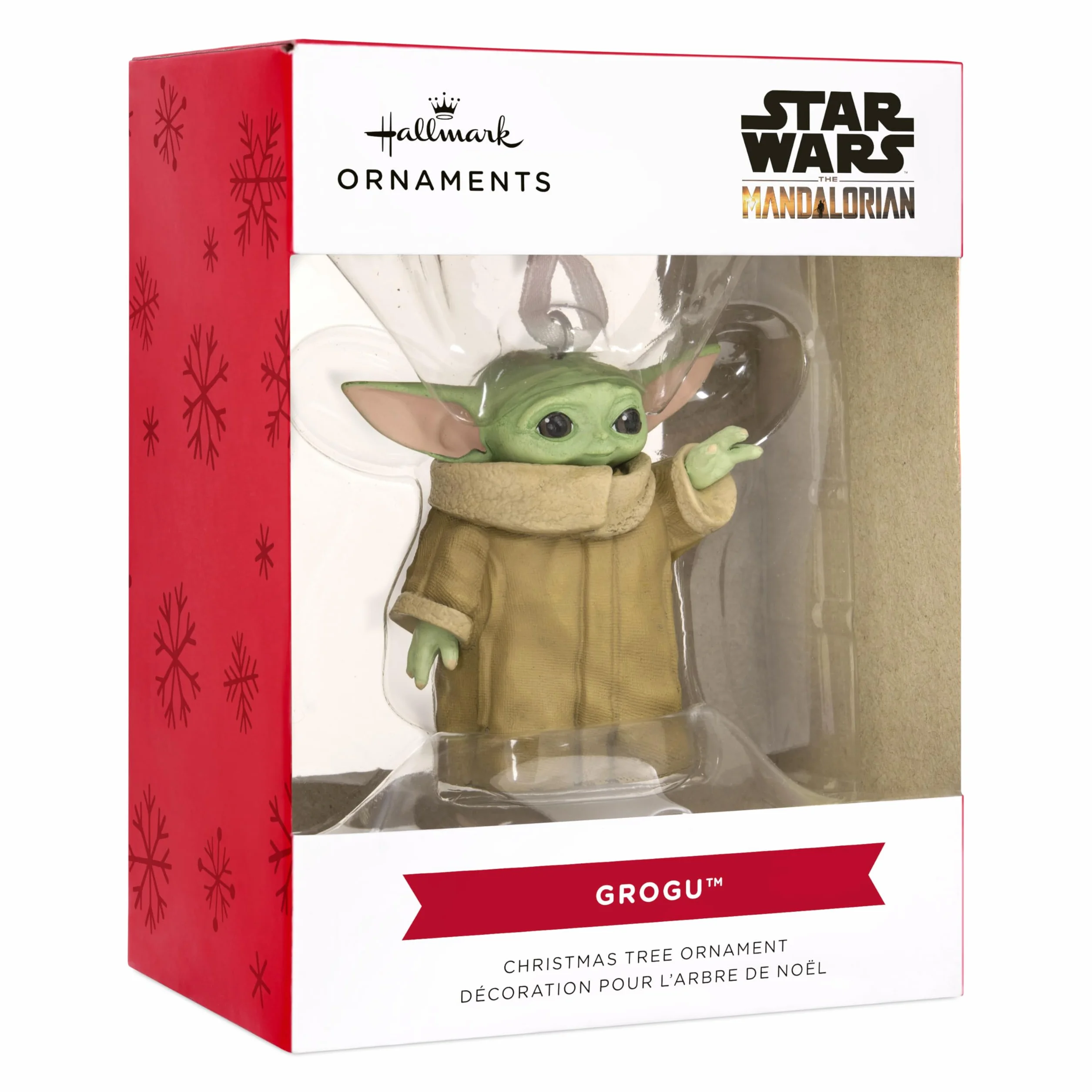 Hallmark Mandalorian Grogu wisząca ozdoba, dekoracja choinki z motywem Gwiezdnych Wojen, wisząca ozdoba z żywicy, świąteczna ozdoba wisząca, prezenty na Boże Narodzenie