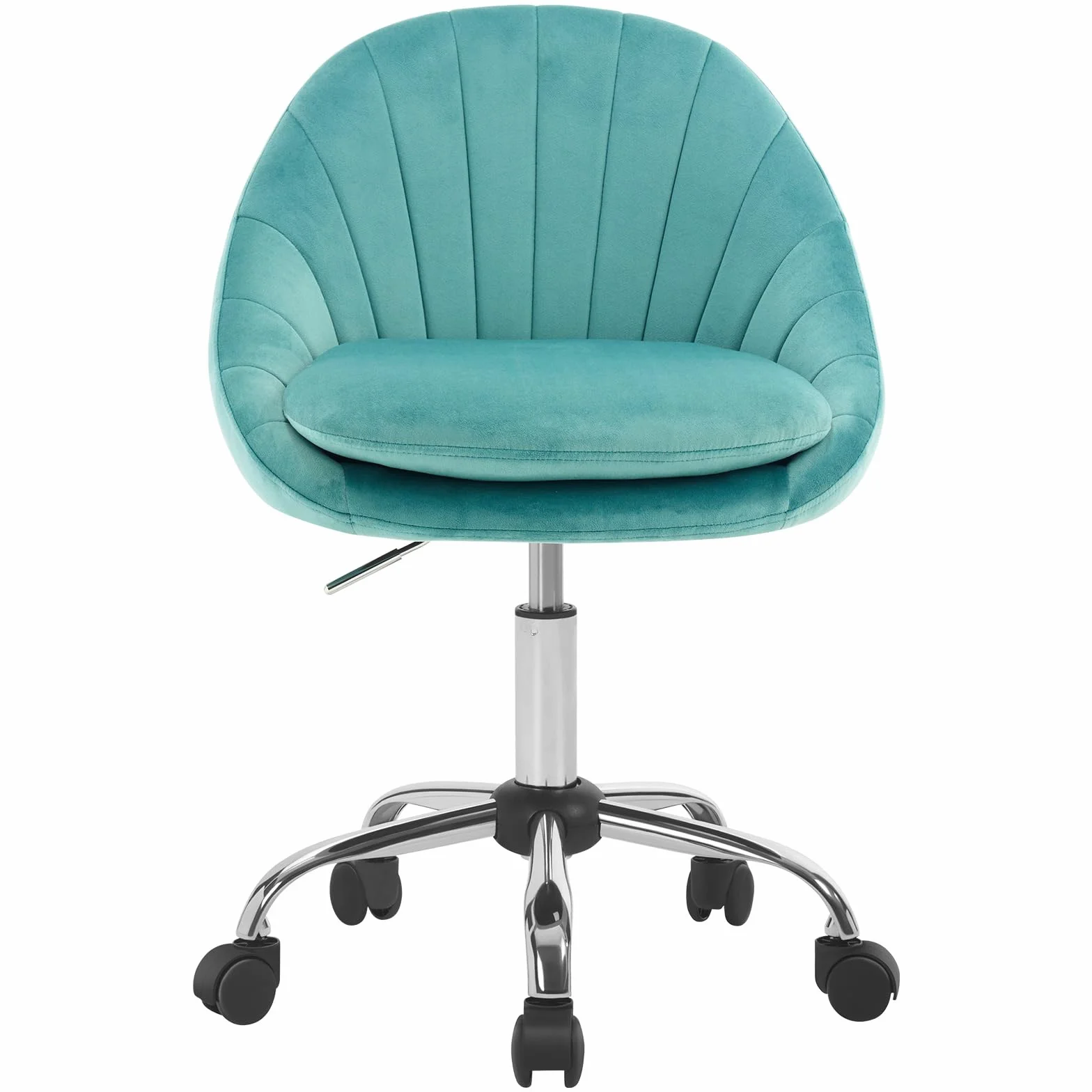 WOLTU Krzesło biurowe, ergonomiczne, obrotowe, z kółkami, obciążenie 150 kg, do gabinetu, sypialni, aksamitne, turkusowe, BS167ts