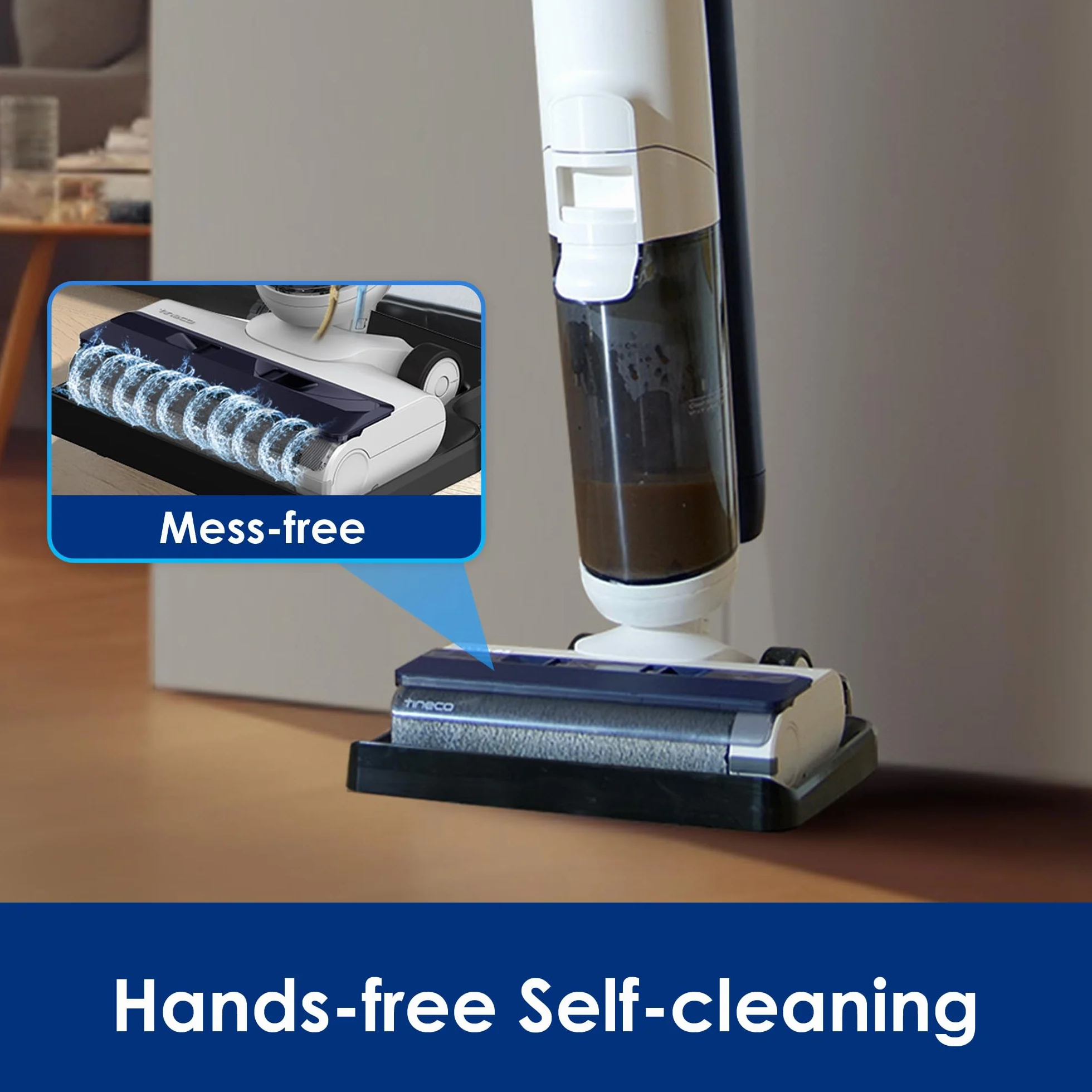 Tineco iFLOOR 5 Breeze Complete odkurzacz do pracy na mokro i na sucho, Jednoetapowe czyszczenie twardych podłóg, Czyszczenie krawędzi <0,5 cm, Samoczyszczenie, Lekki bezprzewodowy mop próżniowy