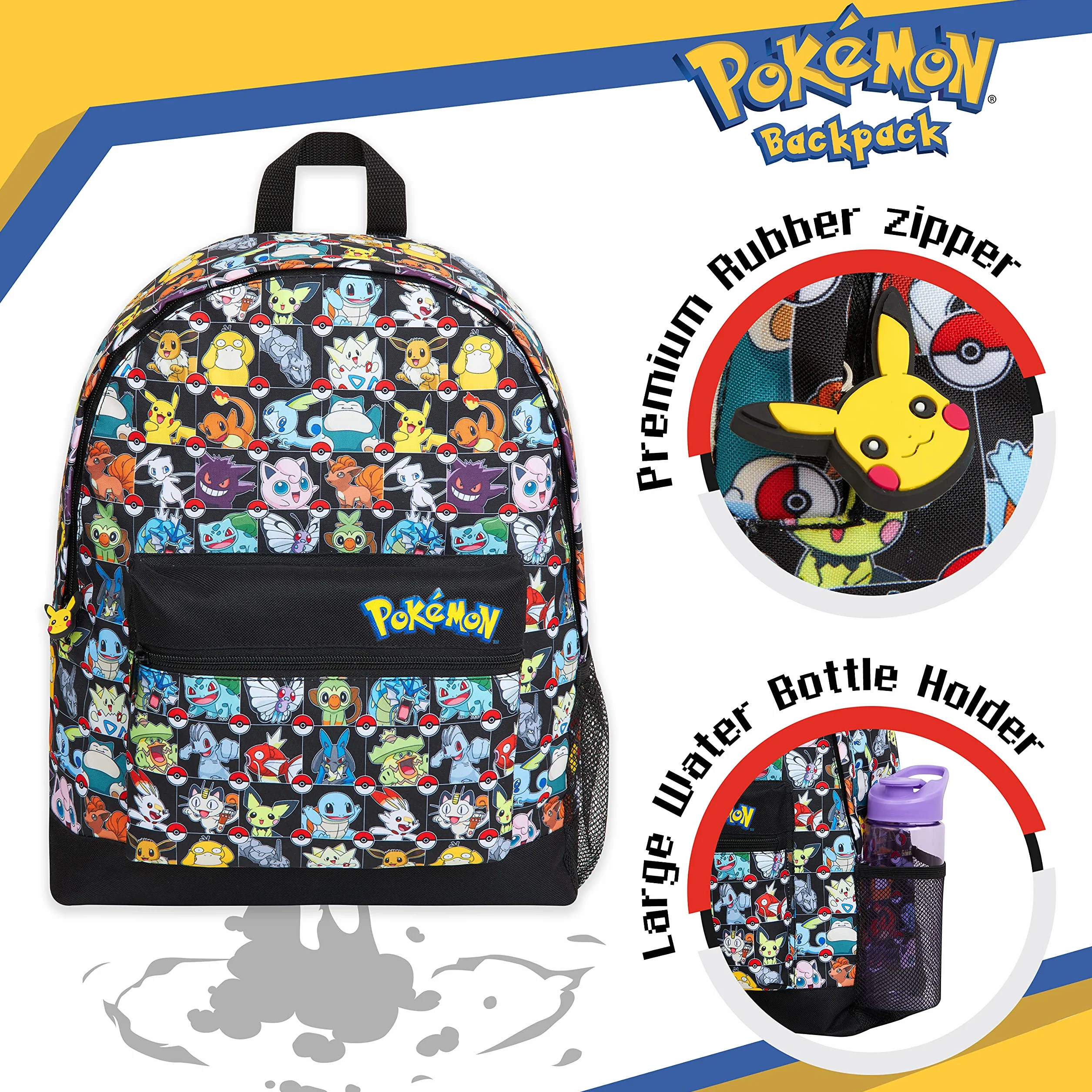 Pokemon Plecak dziecięcy, tornister szkolny dla chłopców i dziewcząt Pikachu Evoli Pokeball, wielokolorowy, Taille unique, Plecak