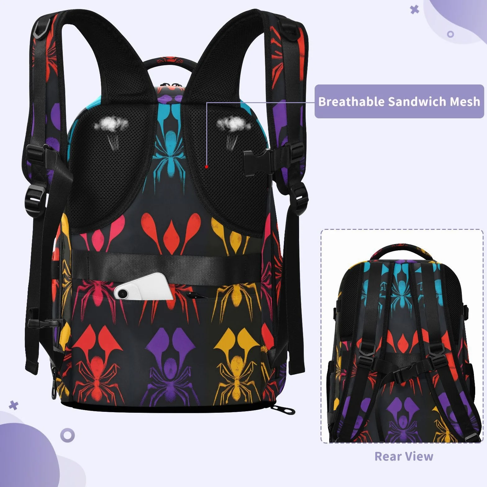 Damski plecak torba na laptopa 15,6 cala do samolotów 20 l | Stylowa torba studencka owad szczęśliwy wzór Halloween 15 cali torba na laptopa do szkoły mochilas para laptop de hombre 20L