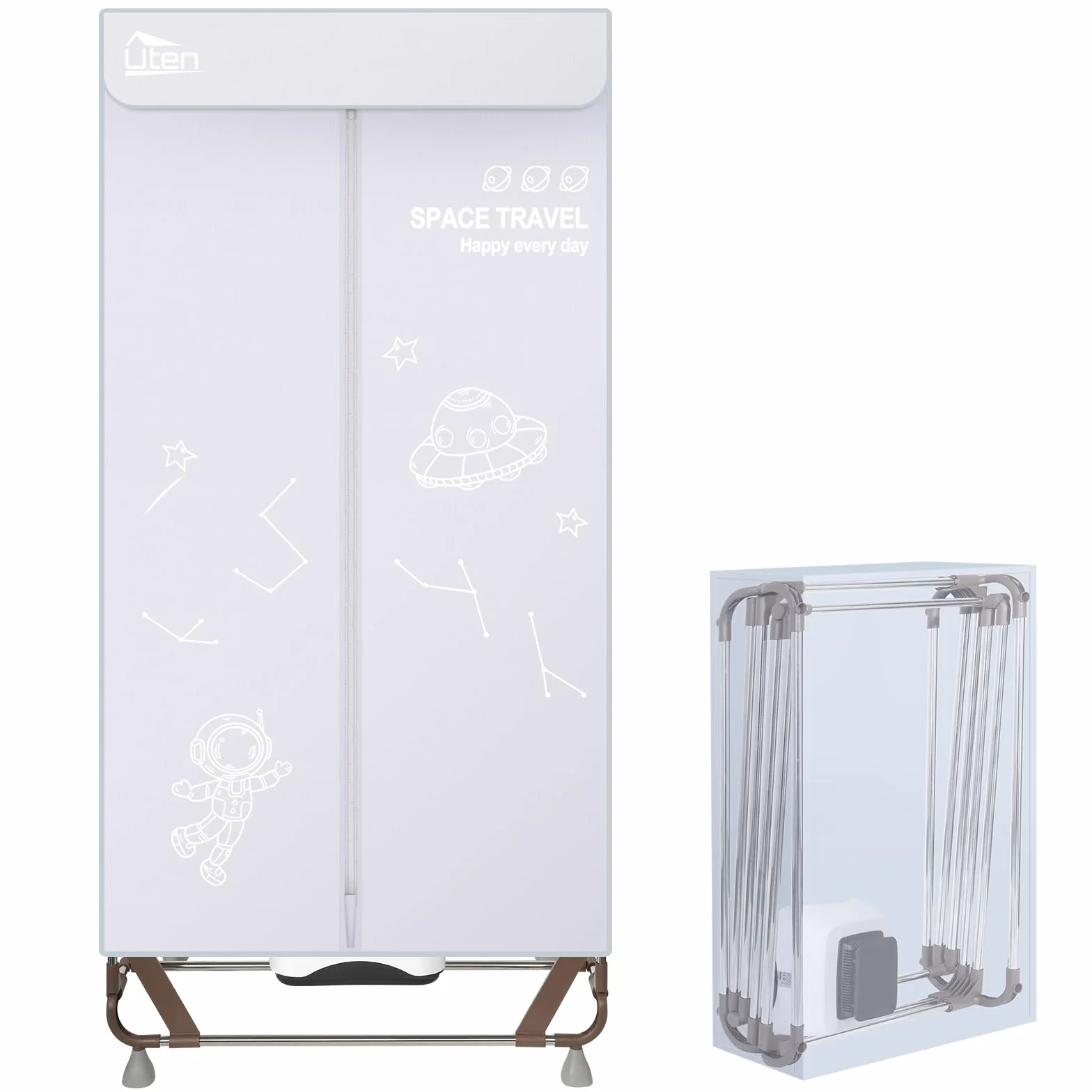 Uten Elektryczna suszarka na ubrania 170 cm 1500 W przenośna szara