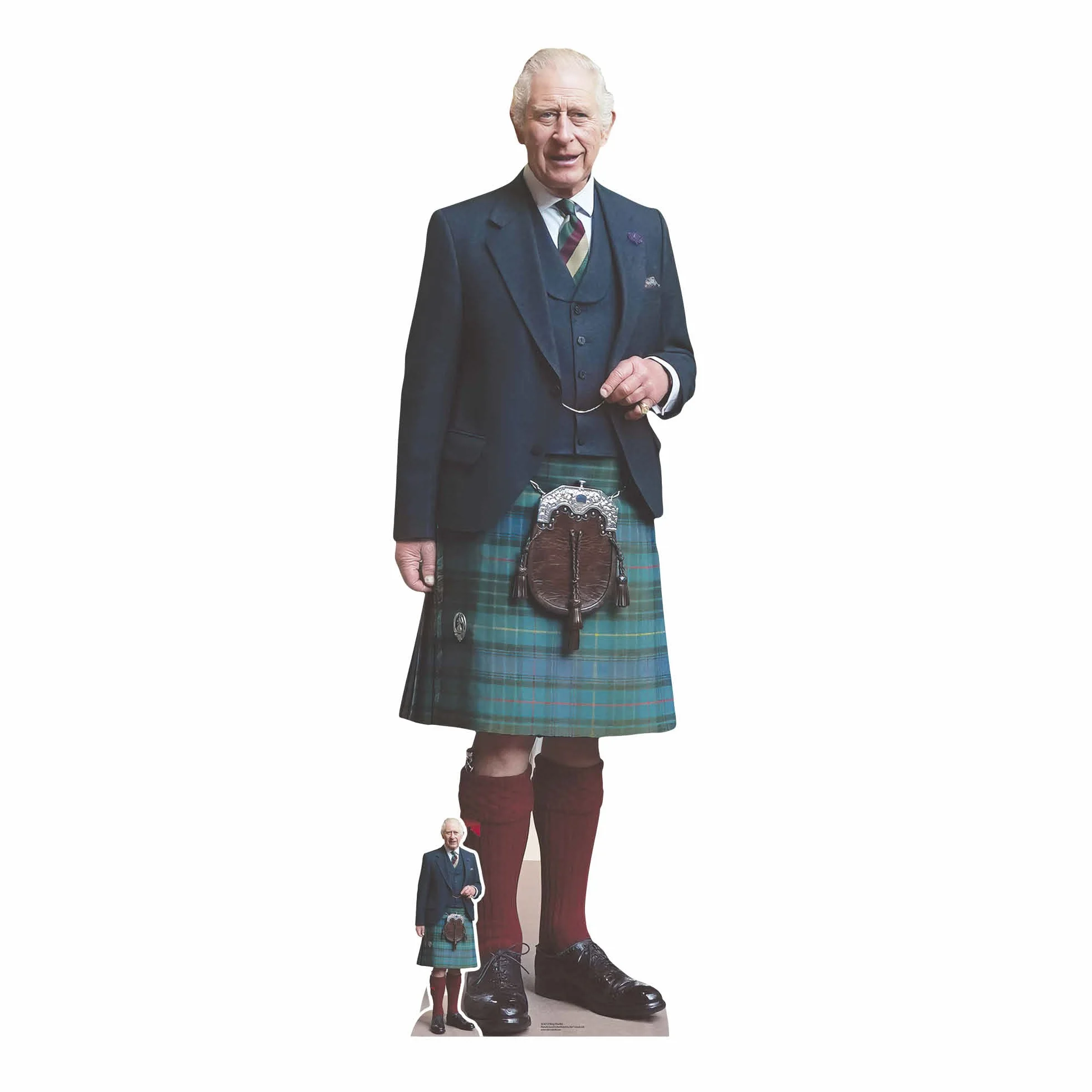 Star Cutouts SC4212 King Charles Kilt dekoracja koronacyjna króla Karola profesjonalna jakość druku z bezpłatnym wycięciem koronacyjnym Mini King Charles