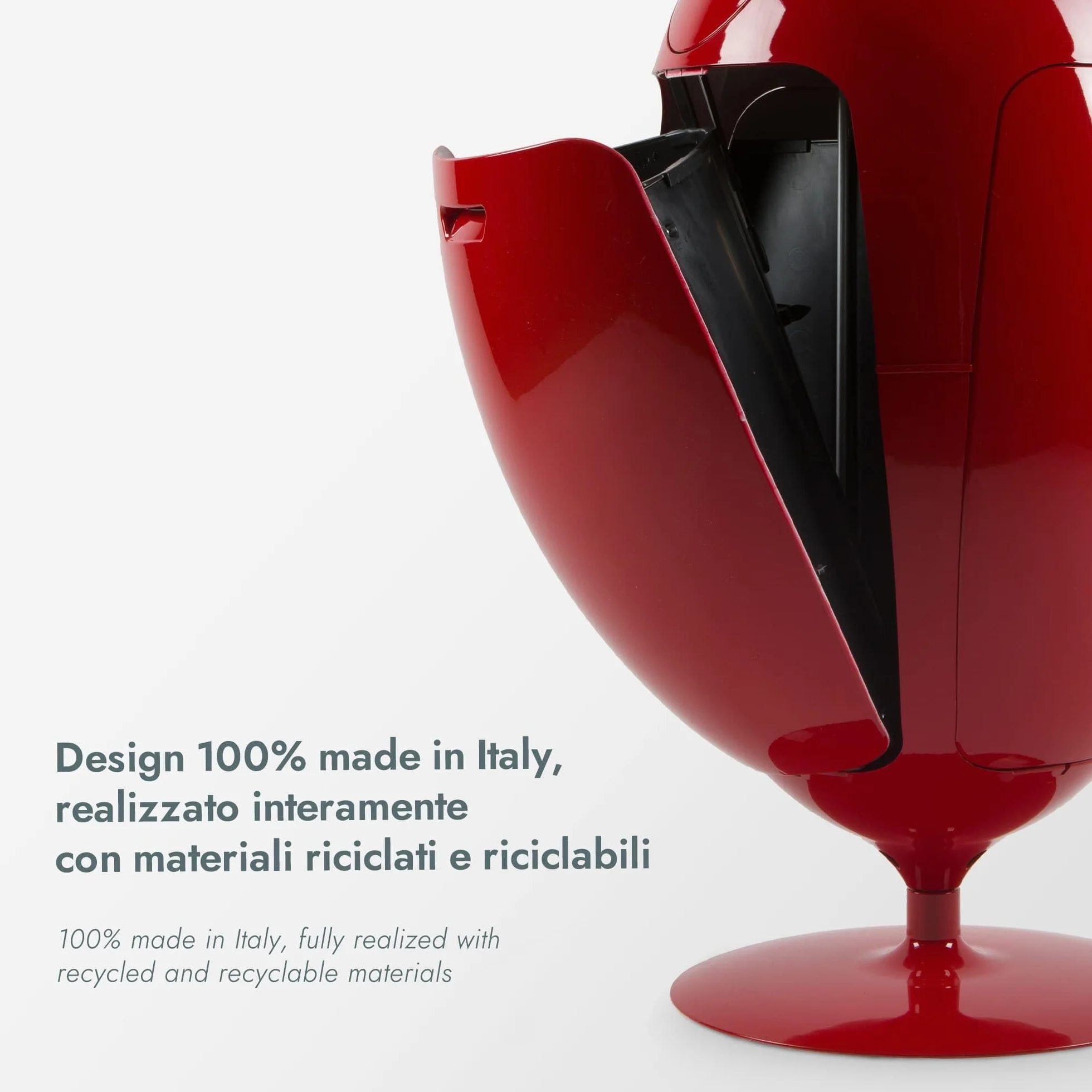 Soldidesign Ovetto Kosz na Śmieci, Czerwony, 3 x 18 l