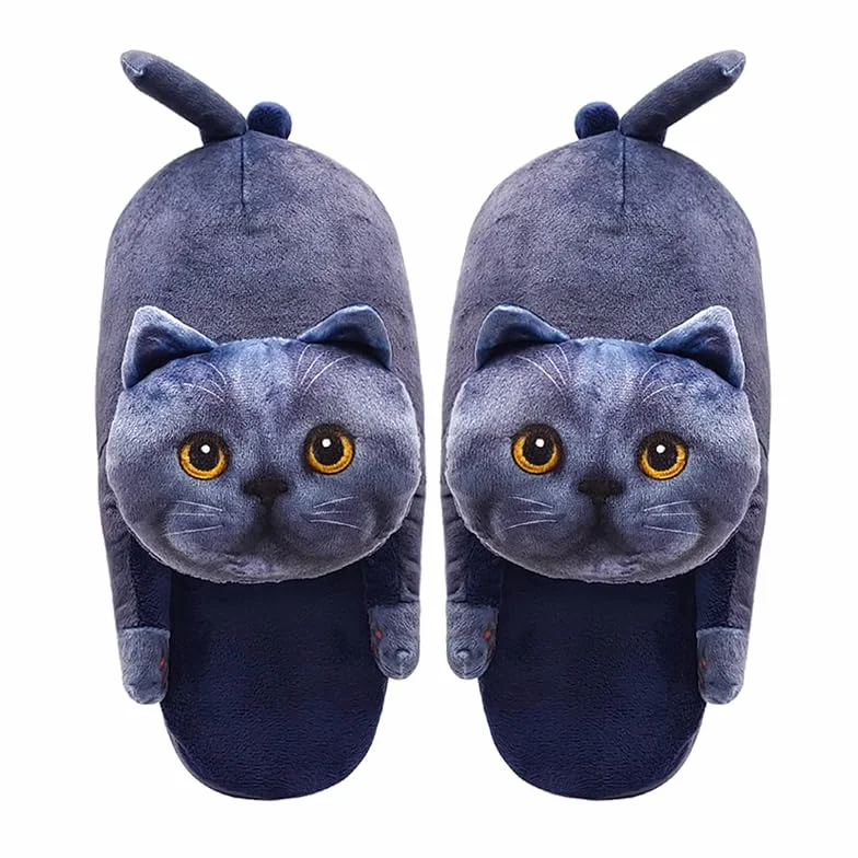 BEdaW Fun Cat Shape Kaptury, puszyste sypialnia kapcie buty domowe, prezenty dla kotów dla miłośników kotów