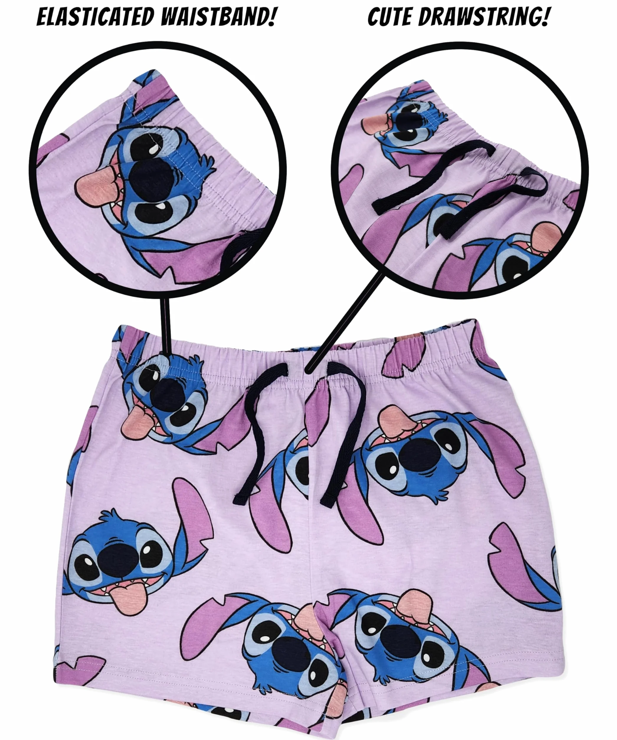 Disney Lilo & Stitch 100% damska czesana bawełna, zwis na ramionach, krótka piżama