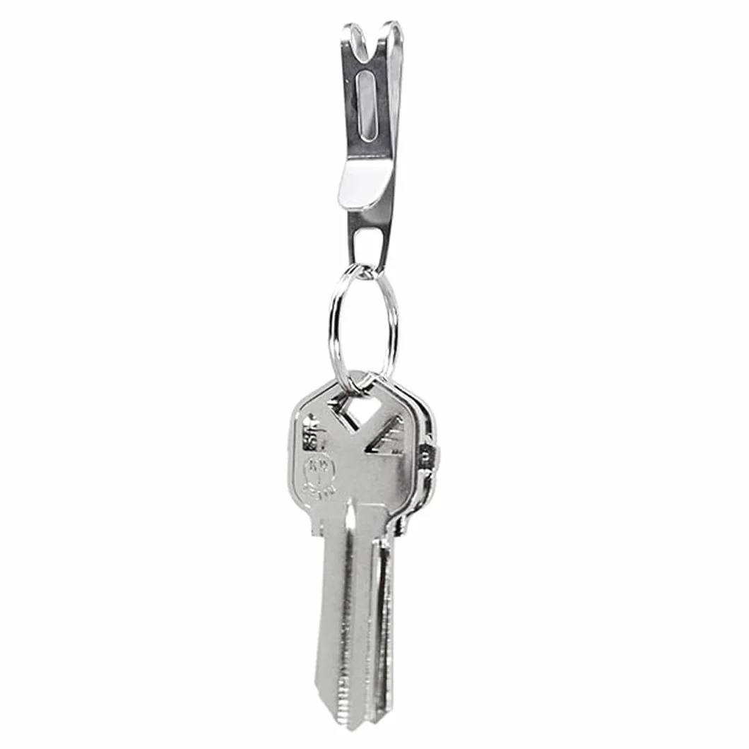 KeySmart Nano Clip - Kieszonkowy klips na klucze - Zabezpiecz swój breloczek, eliminuje wybrzuszenie kieszeni (stal nierdzewna, 1 opakowanie)