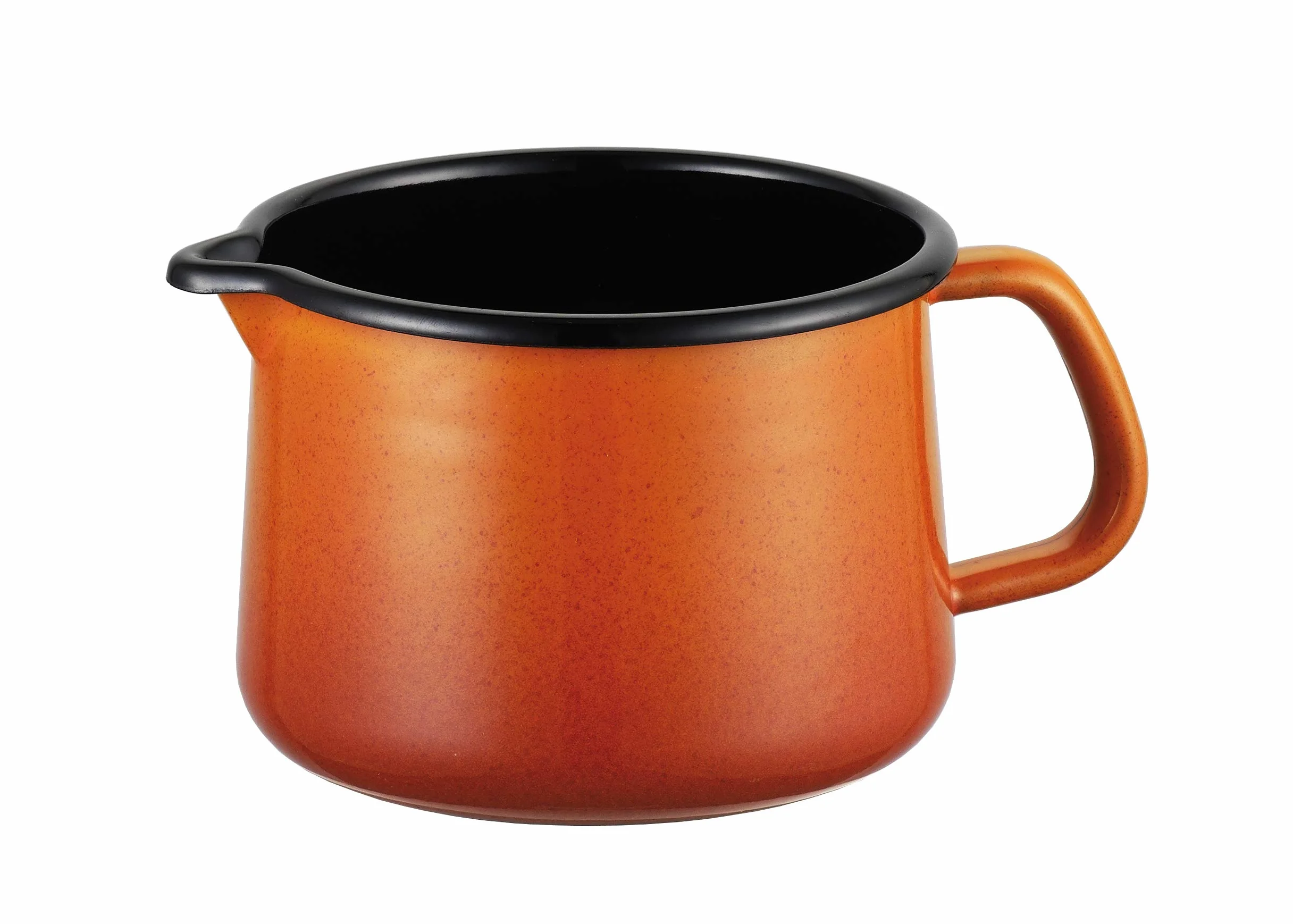 Riess, 0672-034, garnek z dziobem 12, NOUVELLE- CORALL, średnica 12 cm, wysokość 10,8 cm, pojemność 1 l, emalia, pomarańczowa, indukcyjna