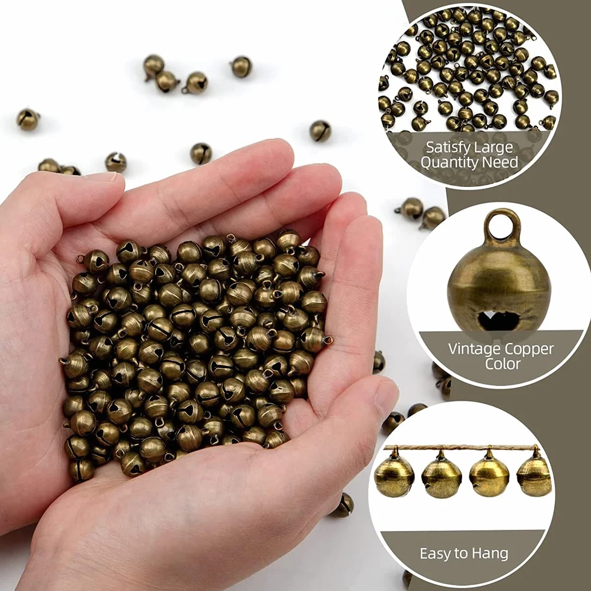 200 szt. 6 mm dzwoneczki, brązowe dzwonki, rękodzieło, Boże Narodzenie, miedziane, metalowe dzwonki, małe dzwonki na Boże Narodzenie, imprezę, do samodzielnego wykonania biżuterii, 200 szt