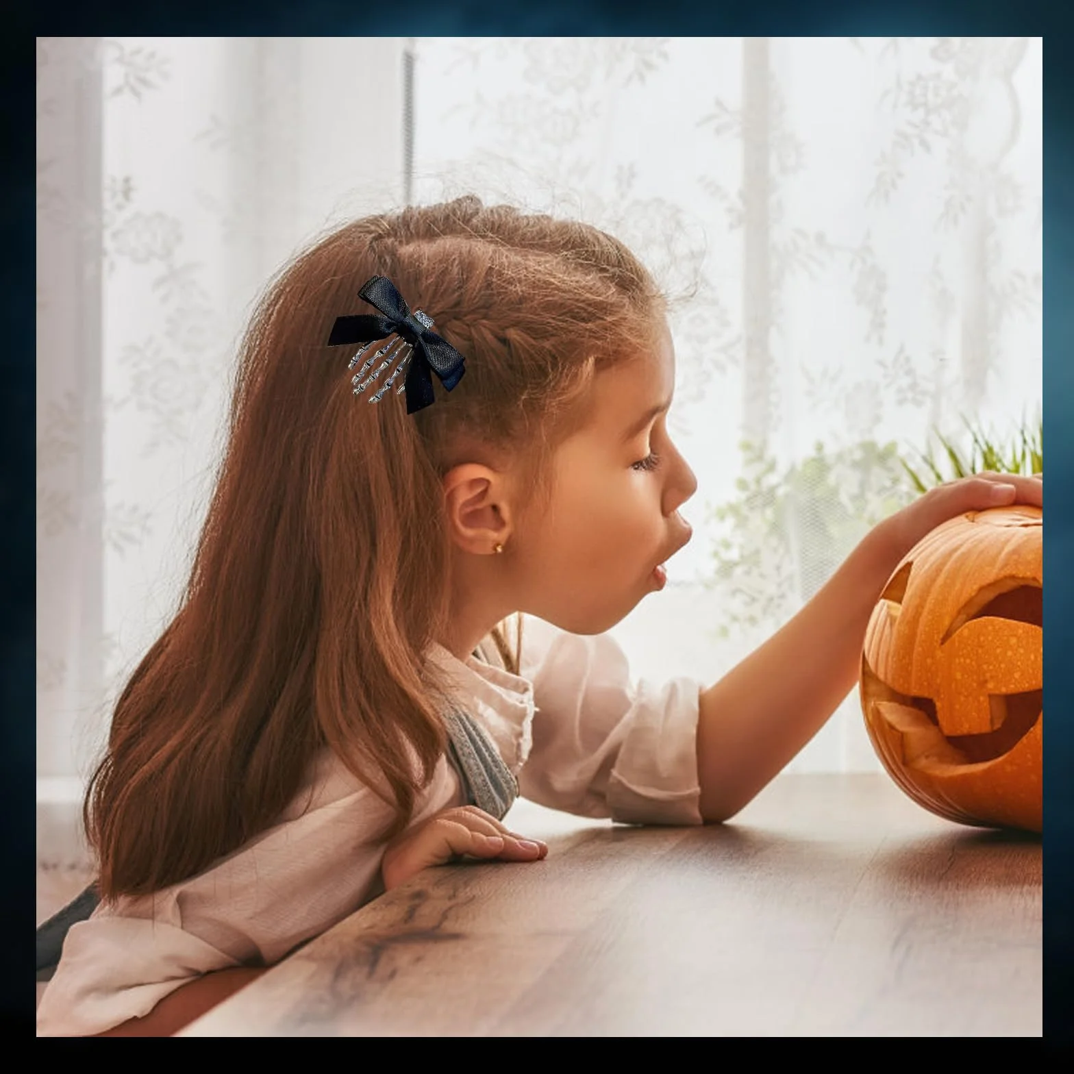 TONAUP Spinki do włosów na Halloween, z trupią czaszką, 2 sztuki, spinka do włosów z czarną muszką, w stylu vintage, na imprezę z horrorem, Halloween