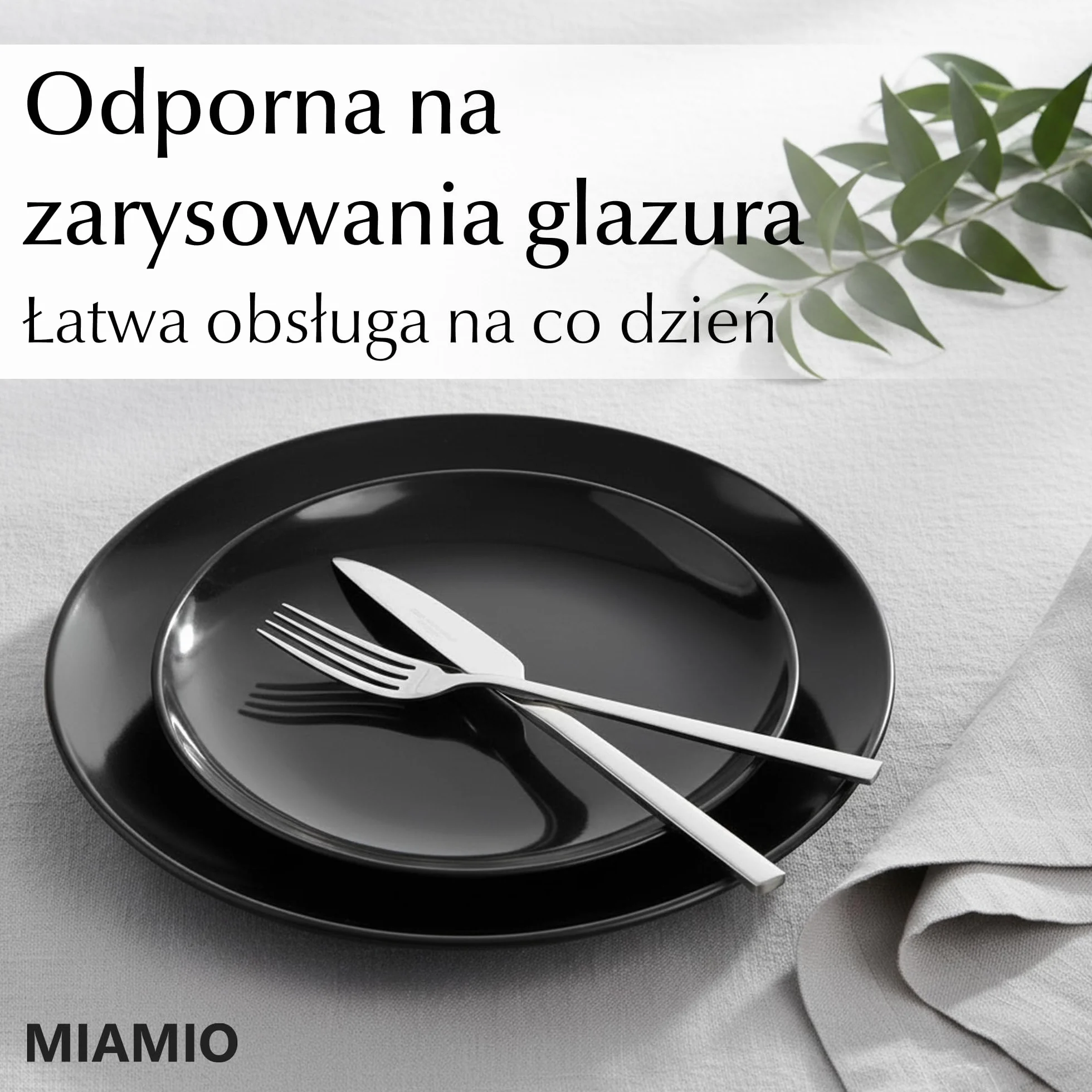 MIAMIO Zestaw talerzy obiadowych 6 sztuk kamionkowych ceramicznych Le Papillon Czarny 26 cm
